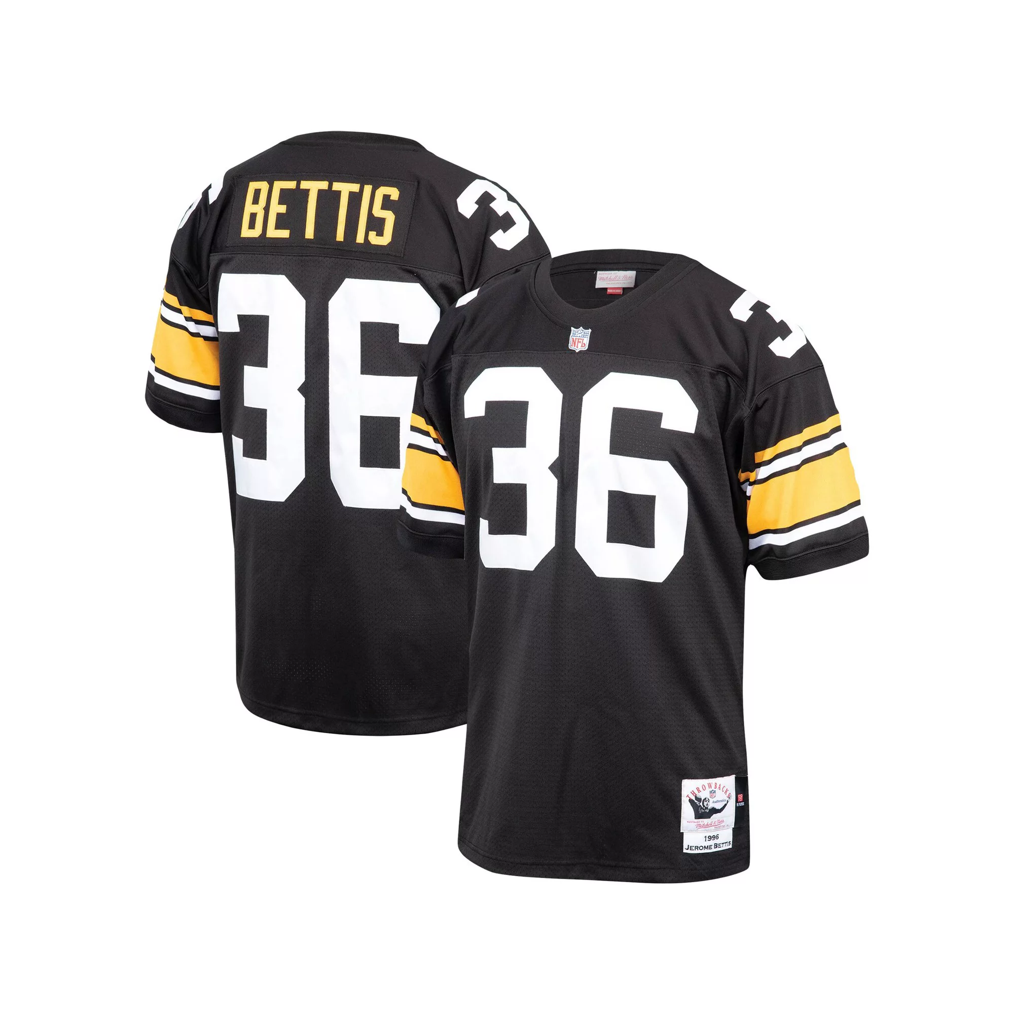 Men's Mitchell & Ness Jerome Bettis Black Pittsburgh Steelers 1996 Authentic Throwback Retired Player Jersey