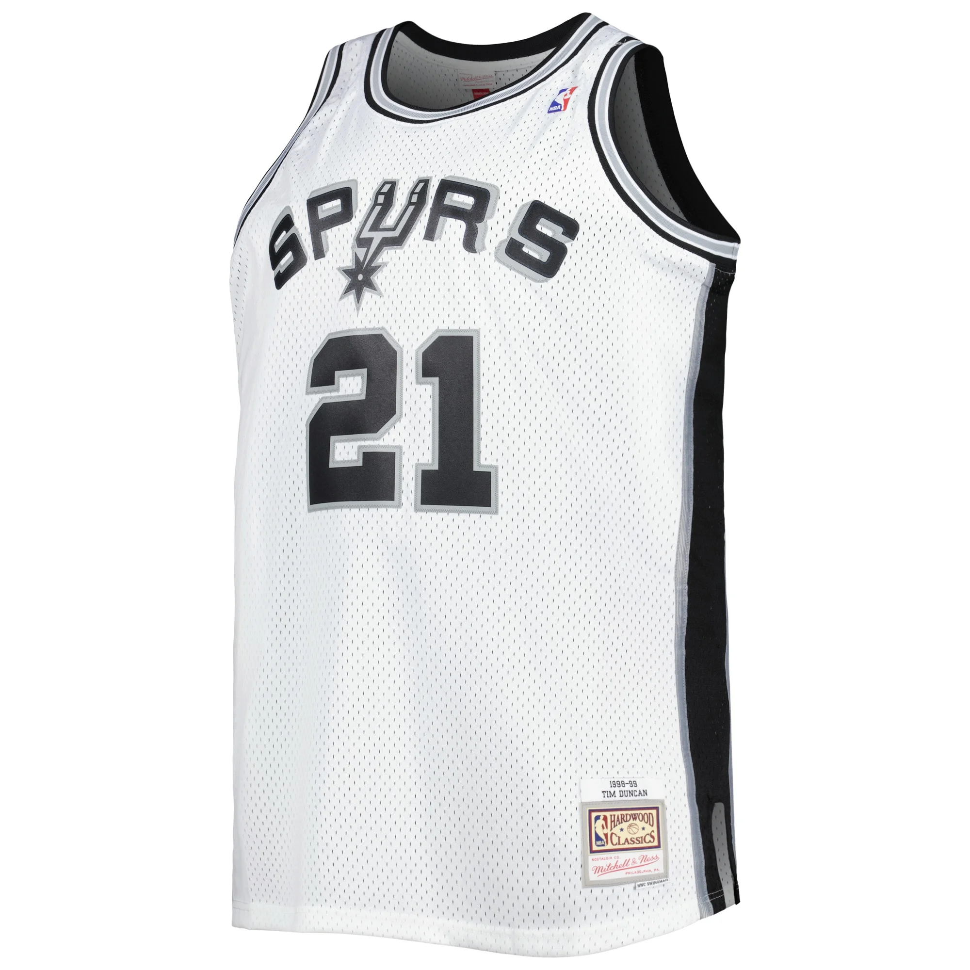 Men's Mitchell & Ness Tim Duncan White San Antonio Spurs Big & Tall Hardwood Classics 1998/99 Swingman Jersey