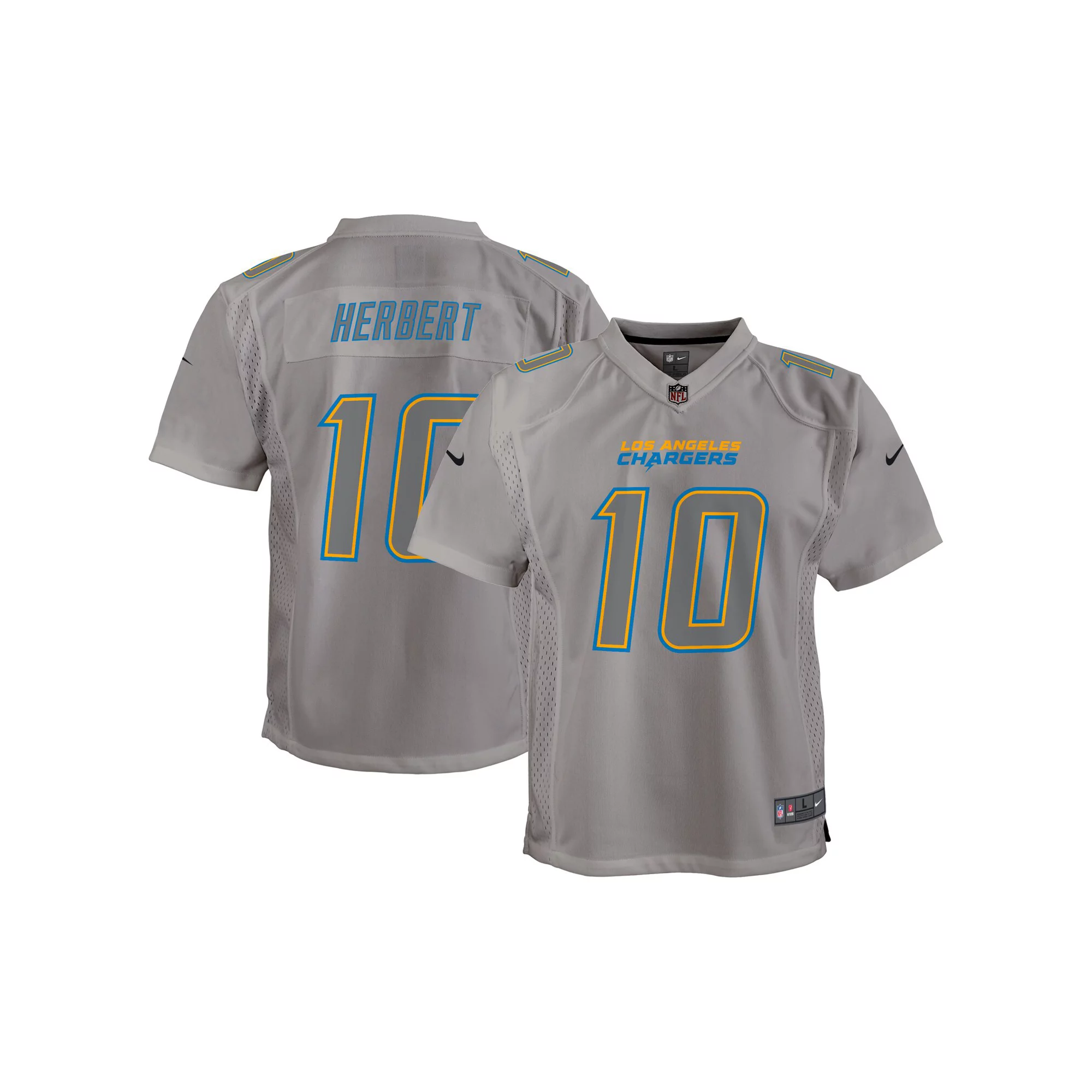 Youth Nike Justin Herbert Gray Los Angeles Chargers Atmosphere Game Jersey