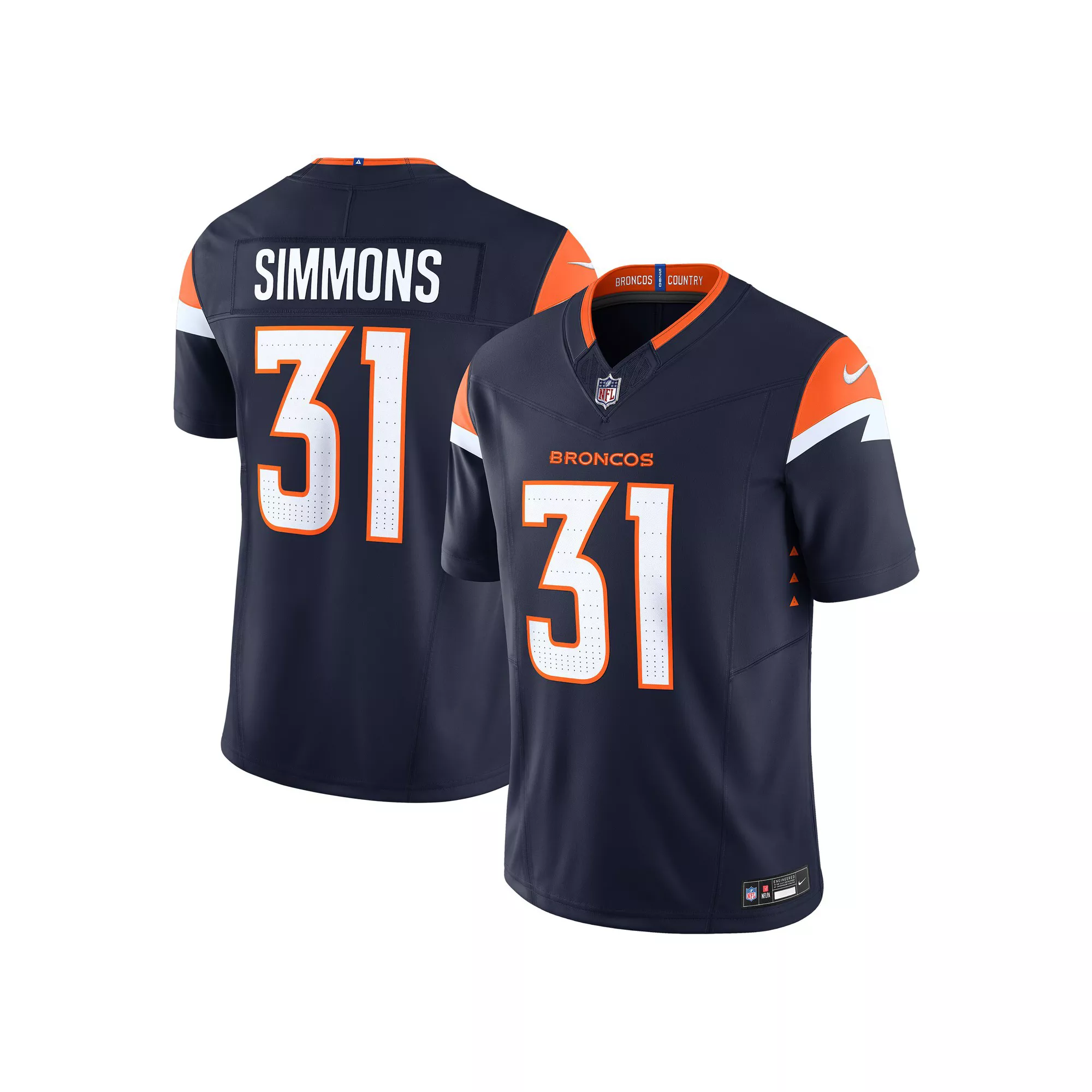 Men's Nike Justin Simmons Navy Denver Broncos Vapor F.U.S.E. Limited Jersey