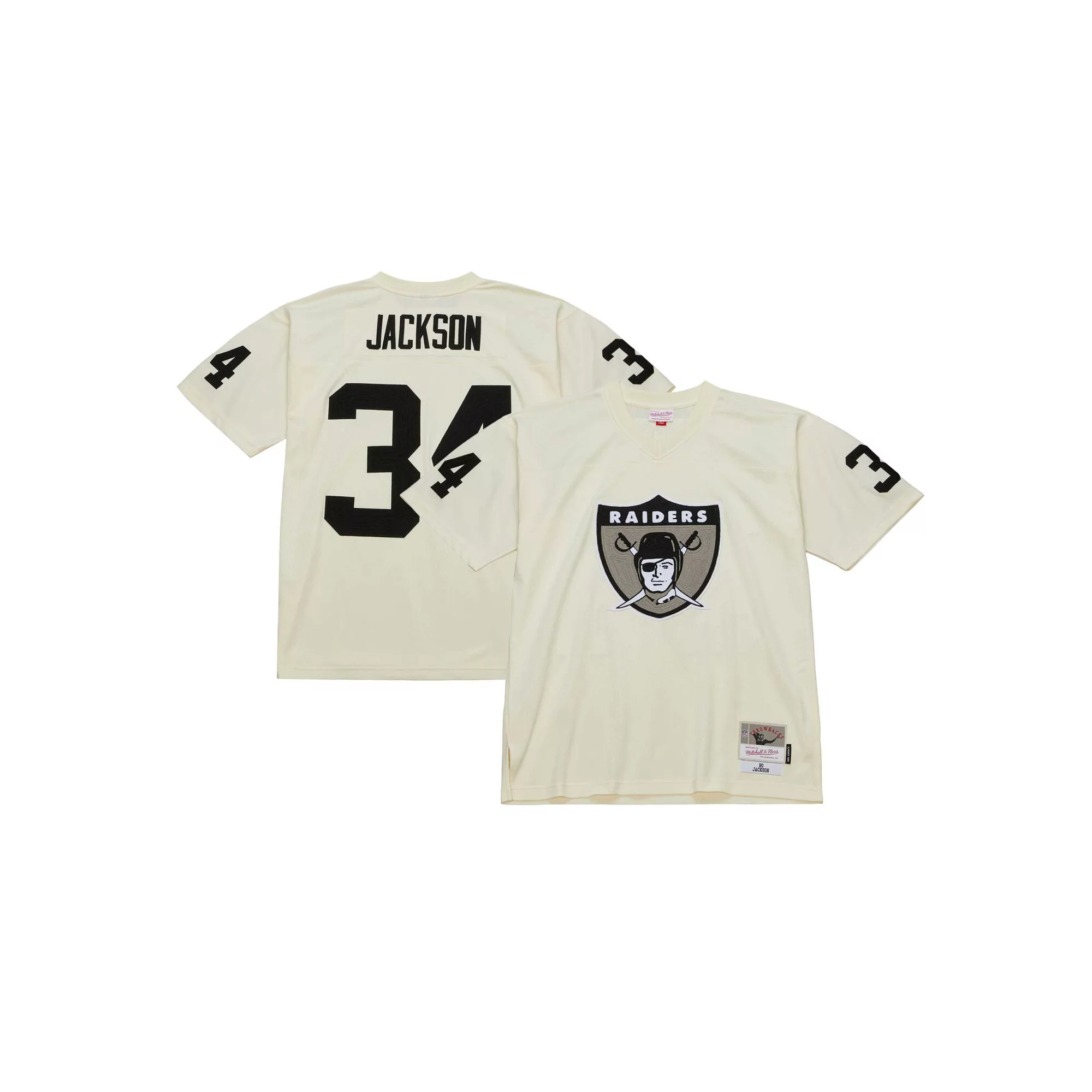 Men's Mitchell & Ness Bo Jackson Cream Las Vegas Raiders Chainstitch Legacy Jersey
