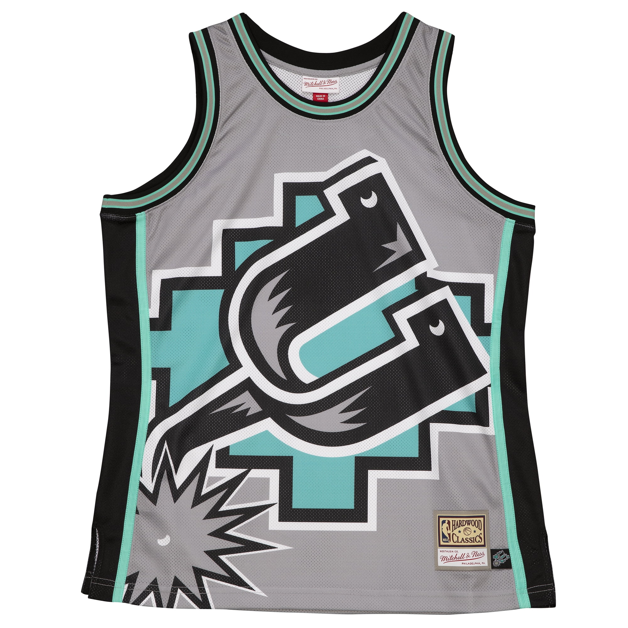 Men's Mitchell & Ness Gray San Antonio Spurs Hardwood Classics Blown Out Fashion Jersey