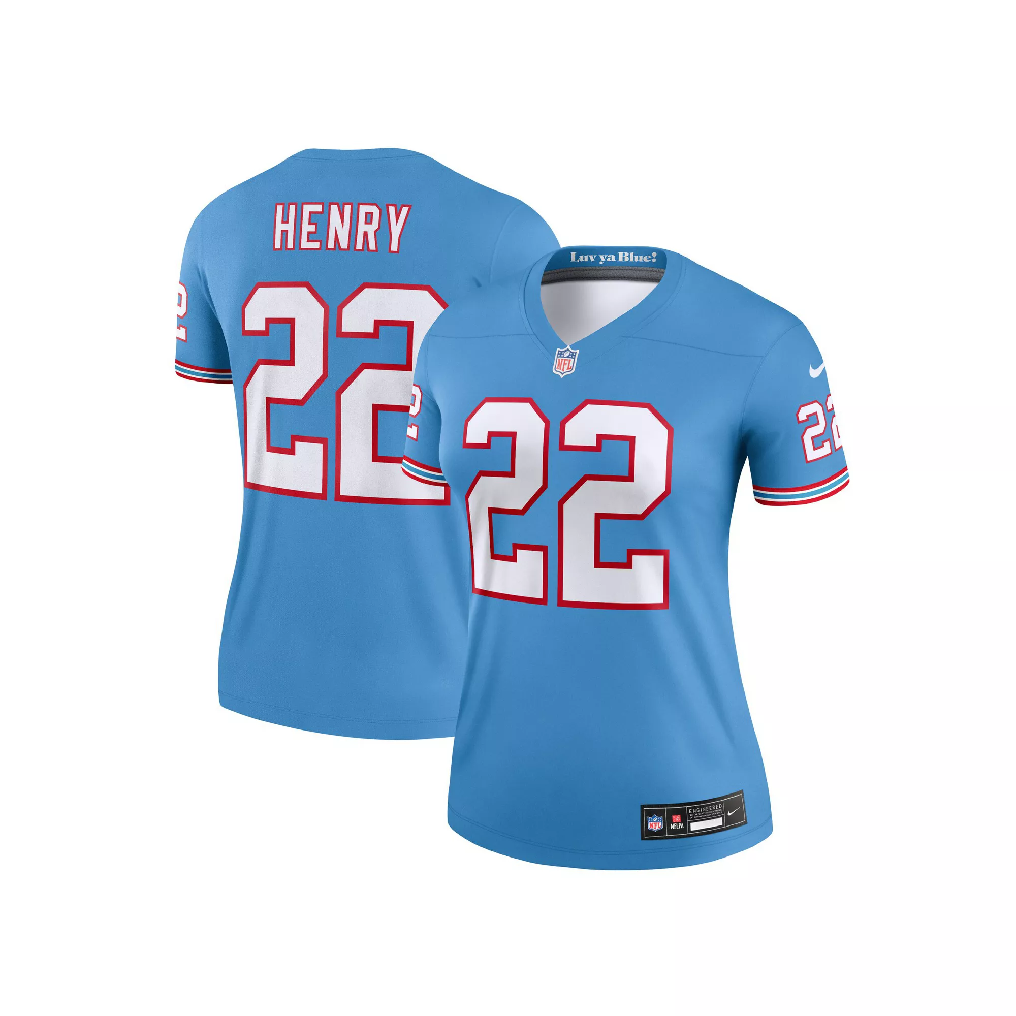 Women's Nike Derrick Henry Light Blue Tennessee Titans Oilers Throwback Legend Jersey