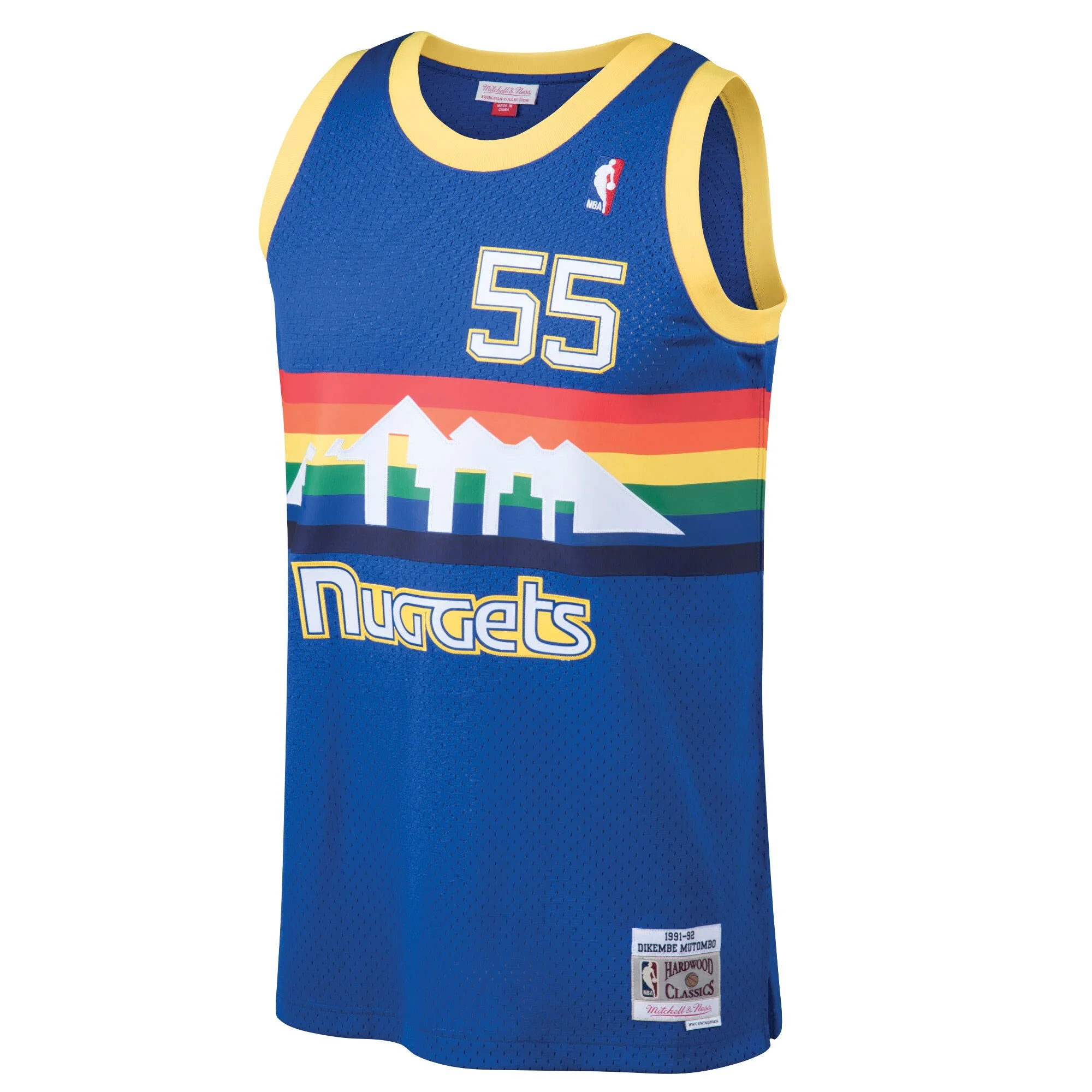 Men's Mitchell & Ness Dikembe Mutombo Blue Denver Nuggets Hardwood Classics Swingman Jersey