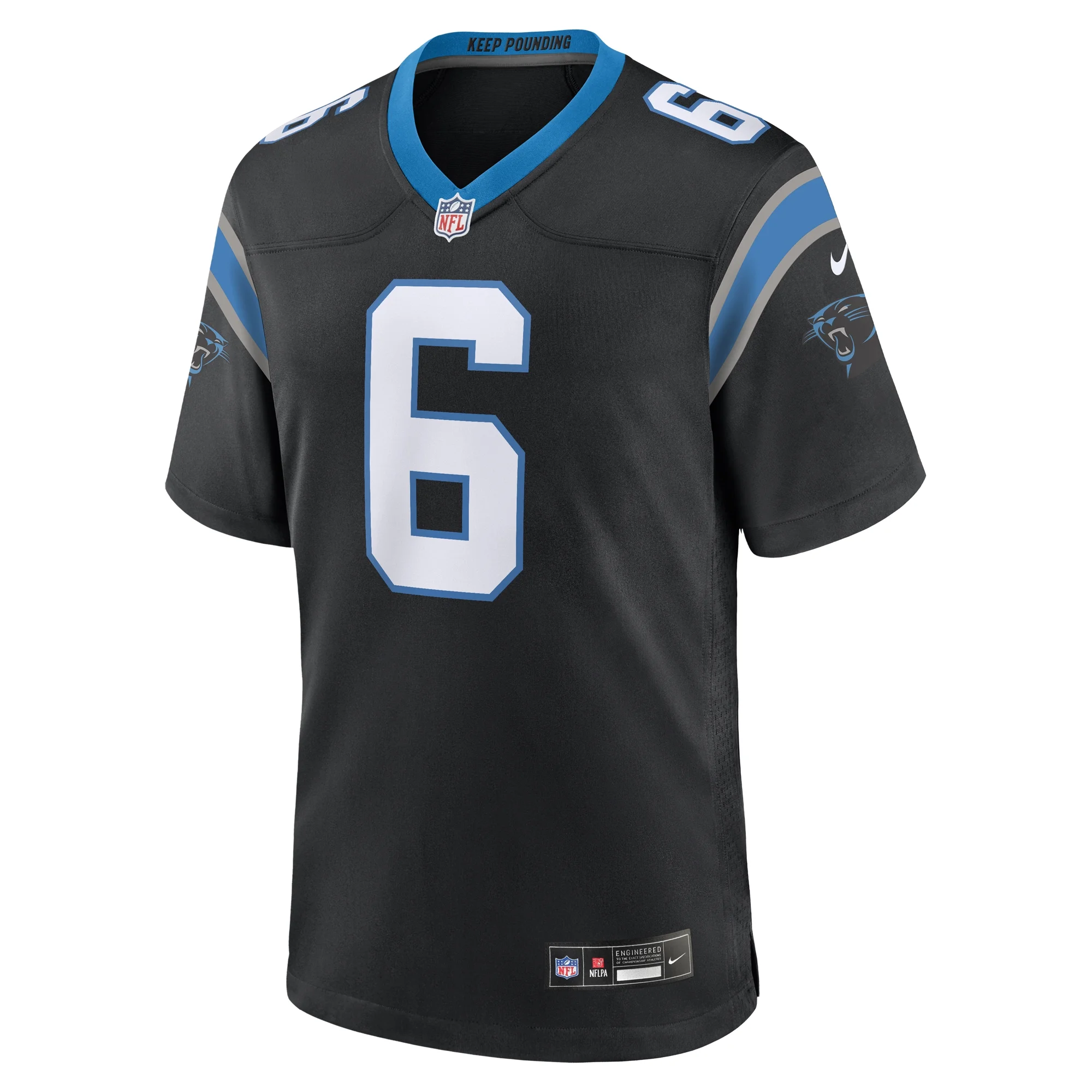 Men's Nike Miles Sanders Black Carolina Panthers Team Game Jersey