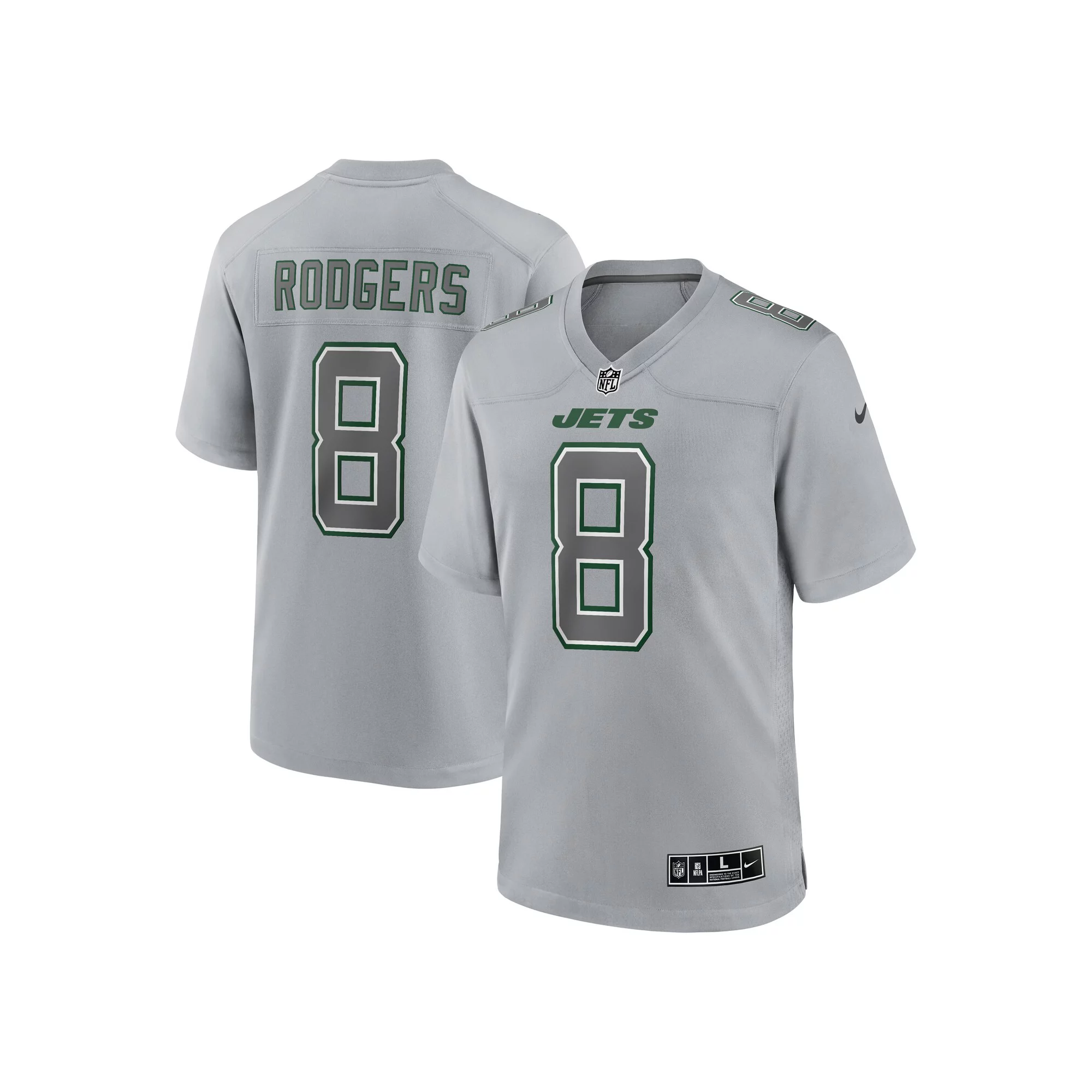 Men's Nike Aaron Rodgers Heather Gray New York Jets Atmosphere Fashion Game Jersey