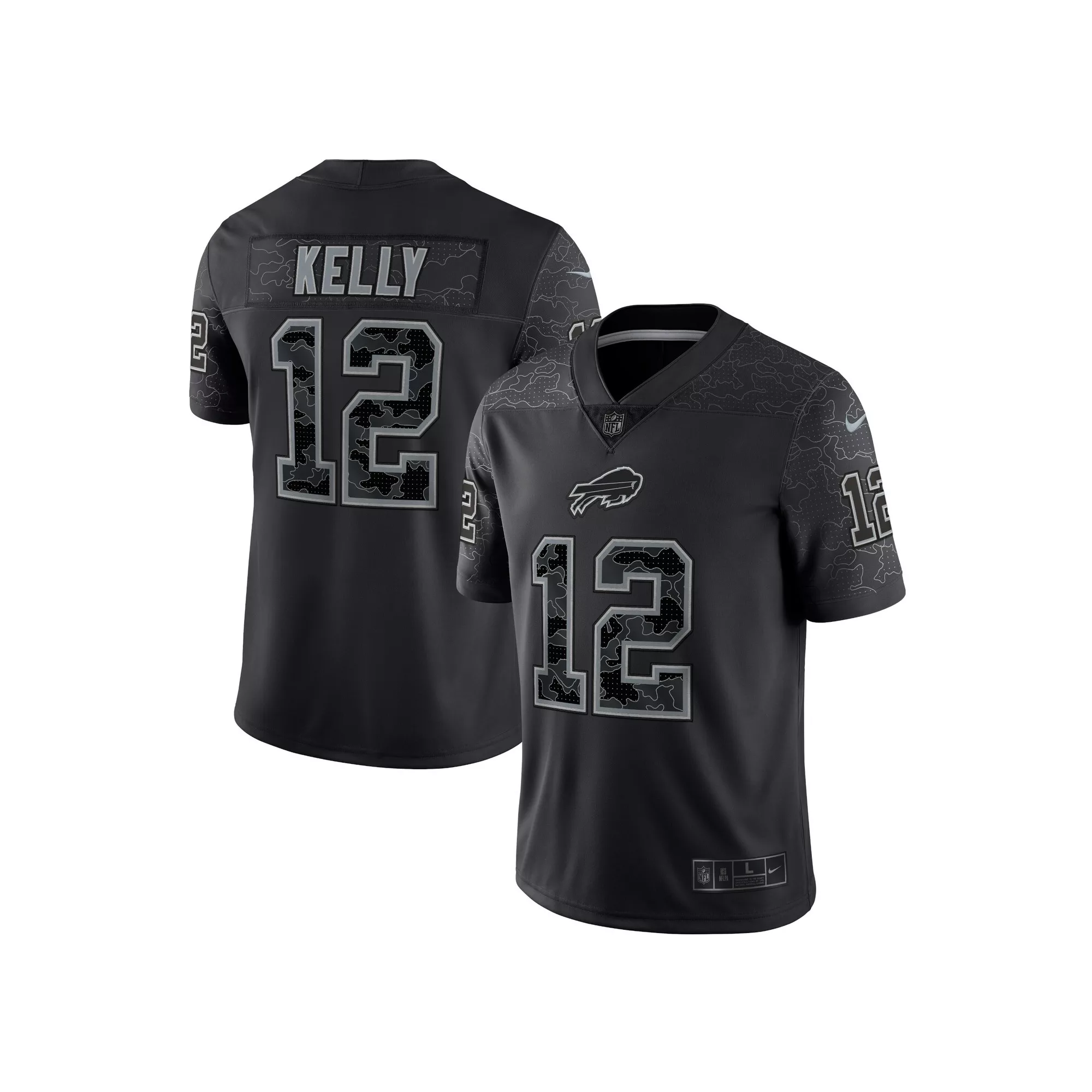 Men's Nike Jim Kelly Black Buffalo Bills Retired Player RFLCTV Limited Jersey