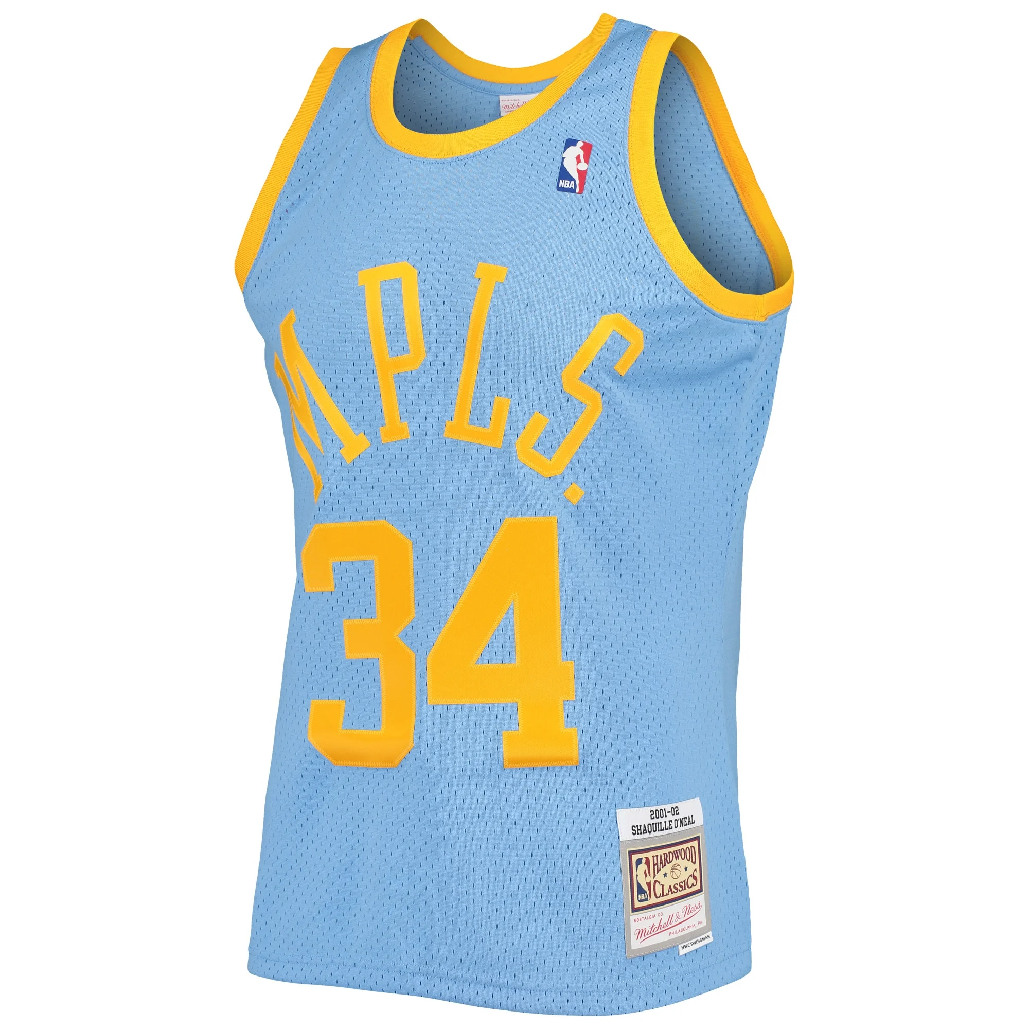 Men's Mitchell & Ness Shaquille O'Neal Powder Blue Los Angeles Lakers 2001/02 Hardwood Classics Swingman Jersey
