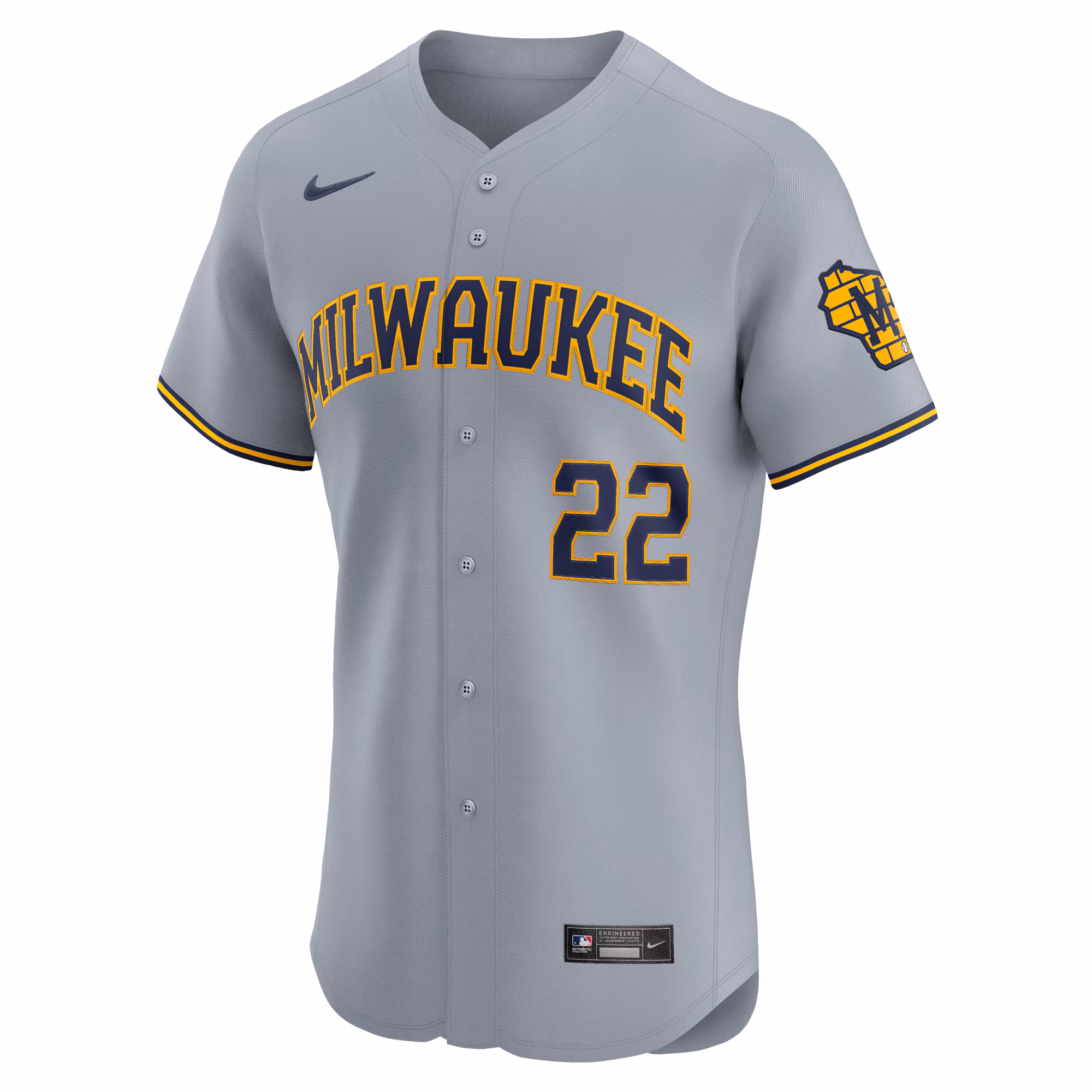 Christian Yelich Milwaukee Brewers Nike Road Elite Player Jersey - Gray
