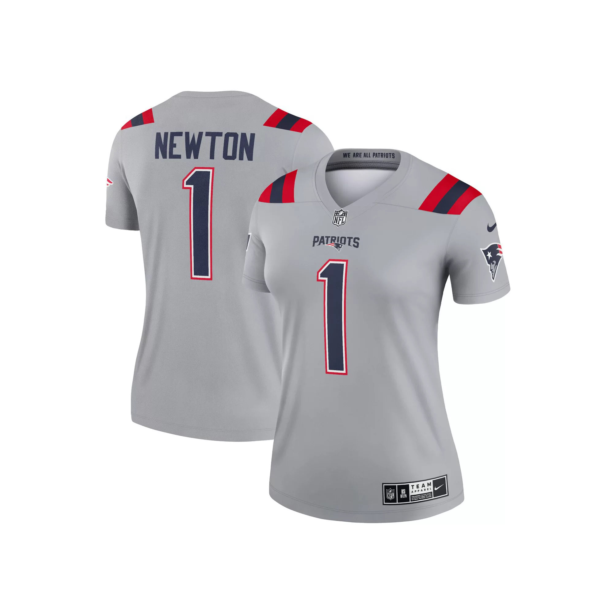 Women's Nike Cam Newton Gray New England Patriots Inverted Legend Jersey