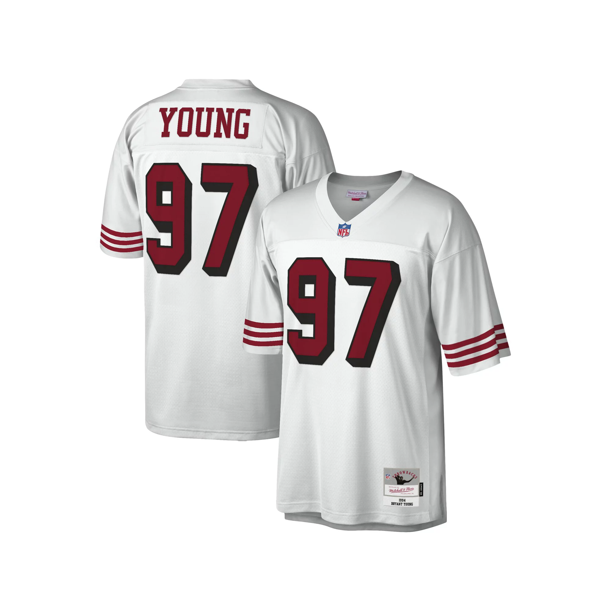 Men's Mitchell & Ness Bryant Young White San Francisco 49ers 1994 Legacy Replica Jersey