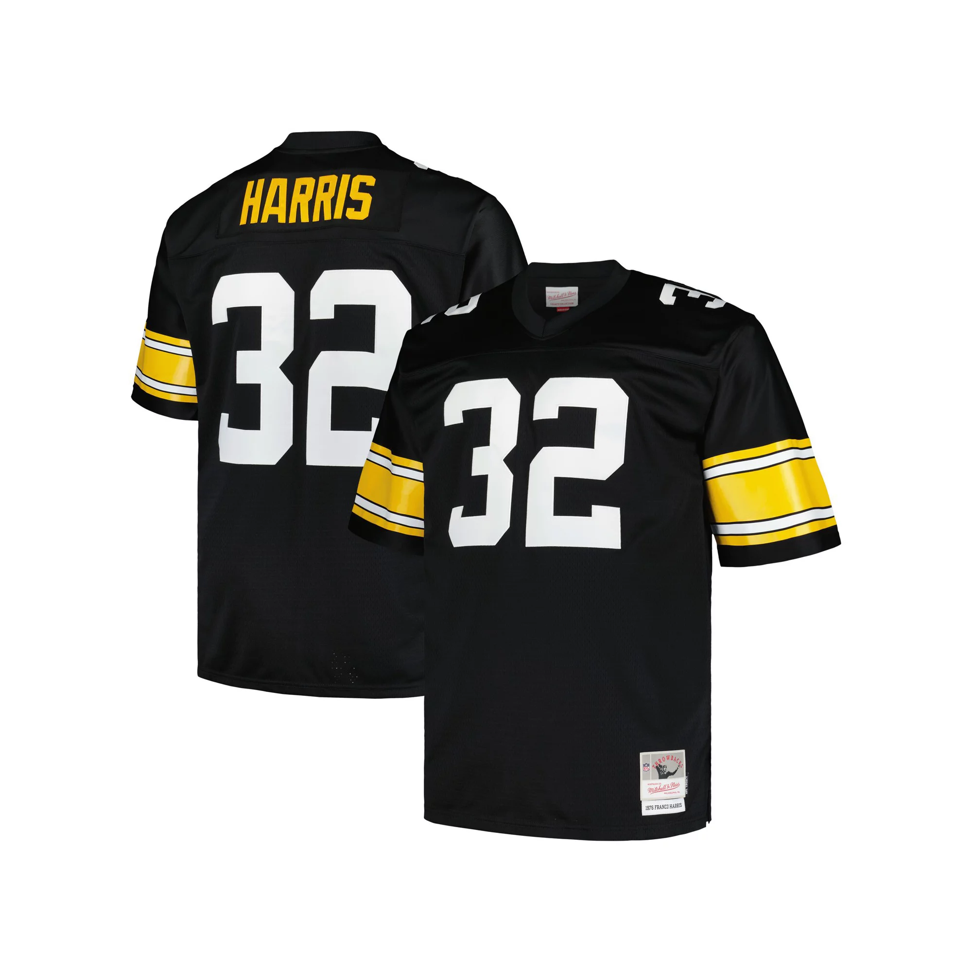 Men's Mitchell & Ness Franco Harris Black Pittsburgh Steelers Big & Tall 1976 Legacy Retired Player Jersey