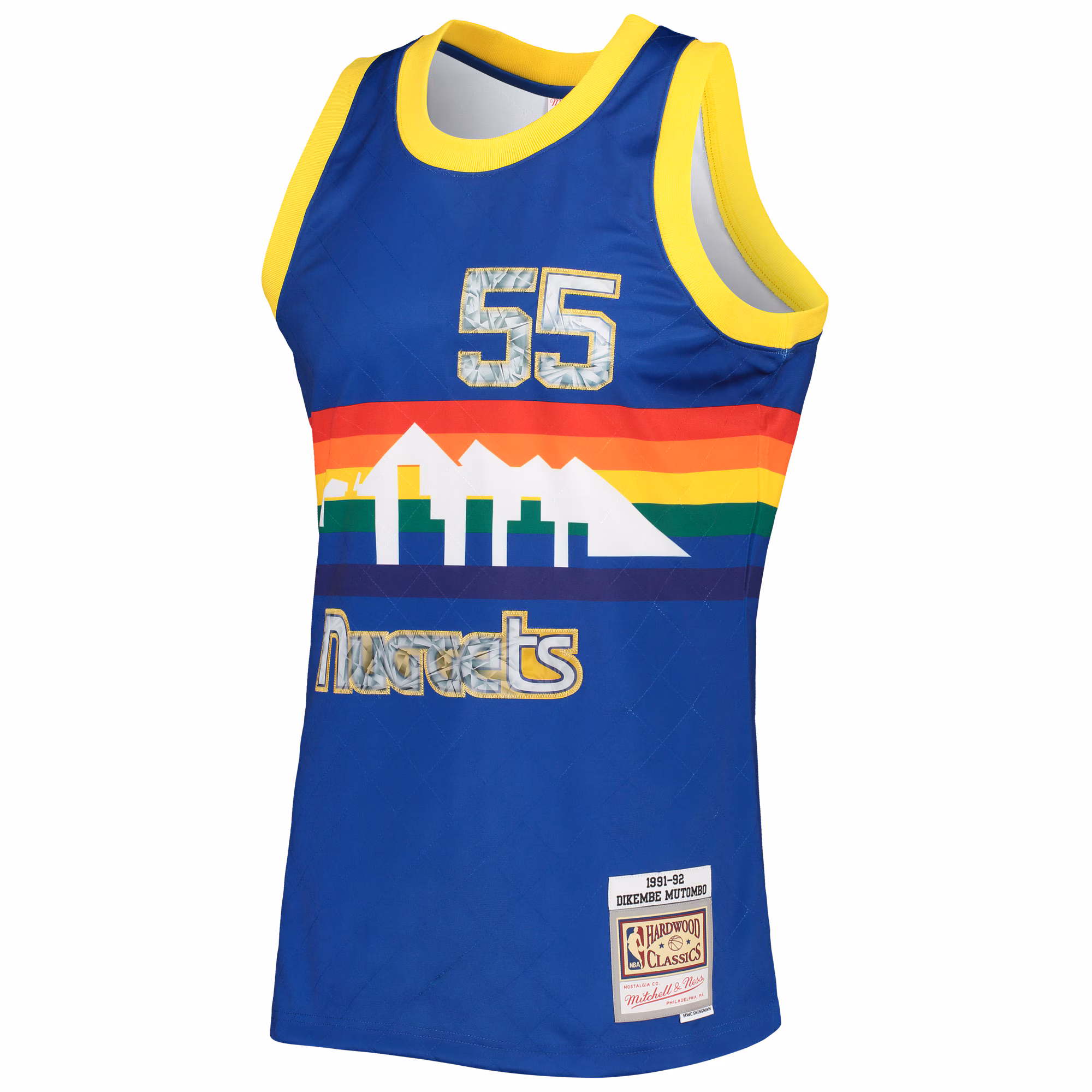 Dikembe Mutombo Denver Nuggets Mitchell & Ness 1996/97 Hardwood Classics NBA 75th Anniversary Diamond Swingman Jersey - Royal