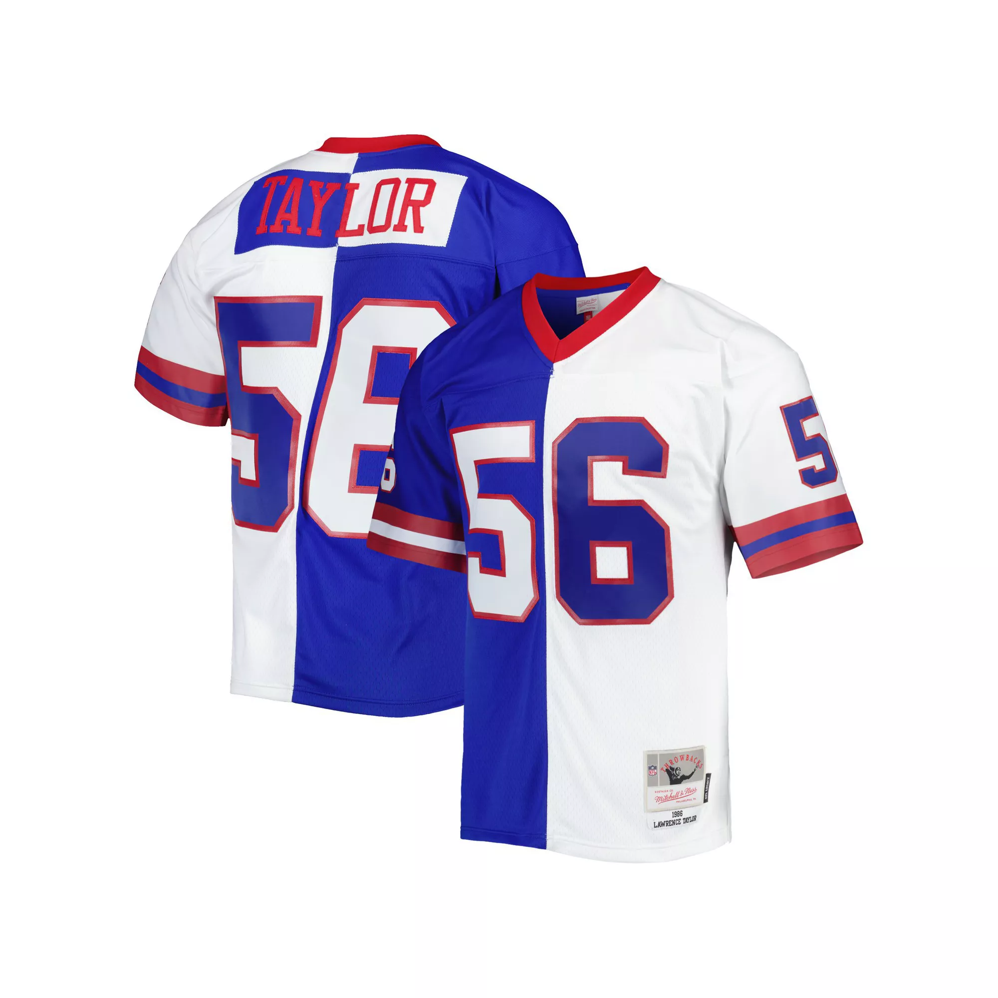 Men's Mitchell & Ness Lawrence Taylor Royal/White New York Giants 1986 Split Legacy Replica Jersey