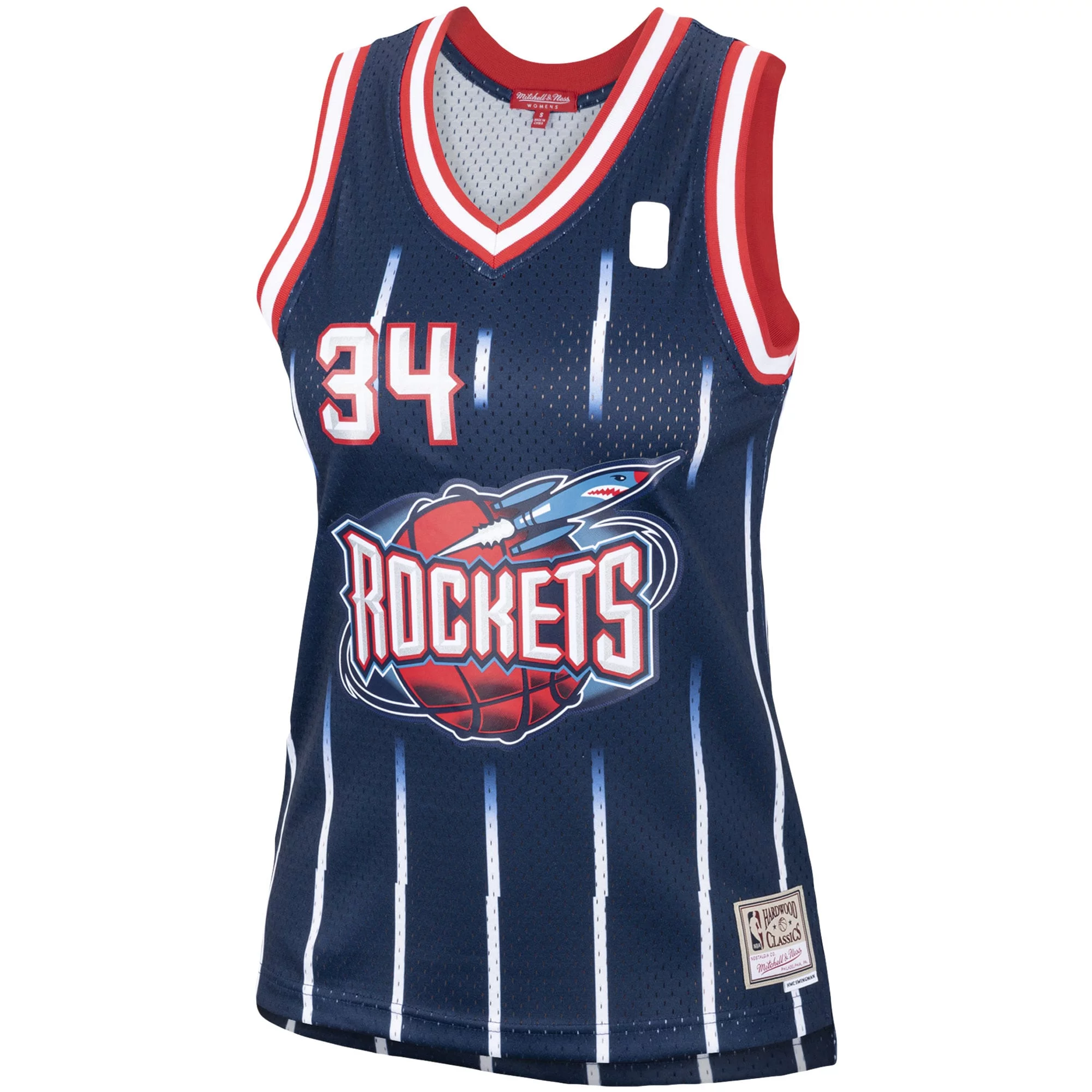Women's Mitchell & Ness Hakeem Olajuwon Navy Houston Rockets Hardwood Classics Swingman Jersey