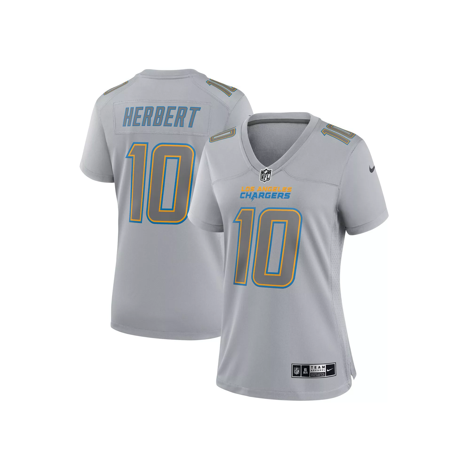 Women's Nike Justin Herbert Gray Los Angeles Chargers Atmosphere Fashion Game Jersey