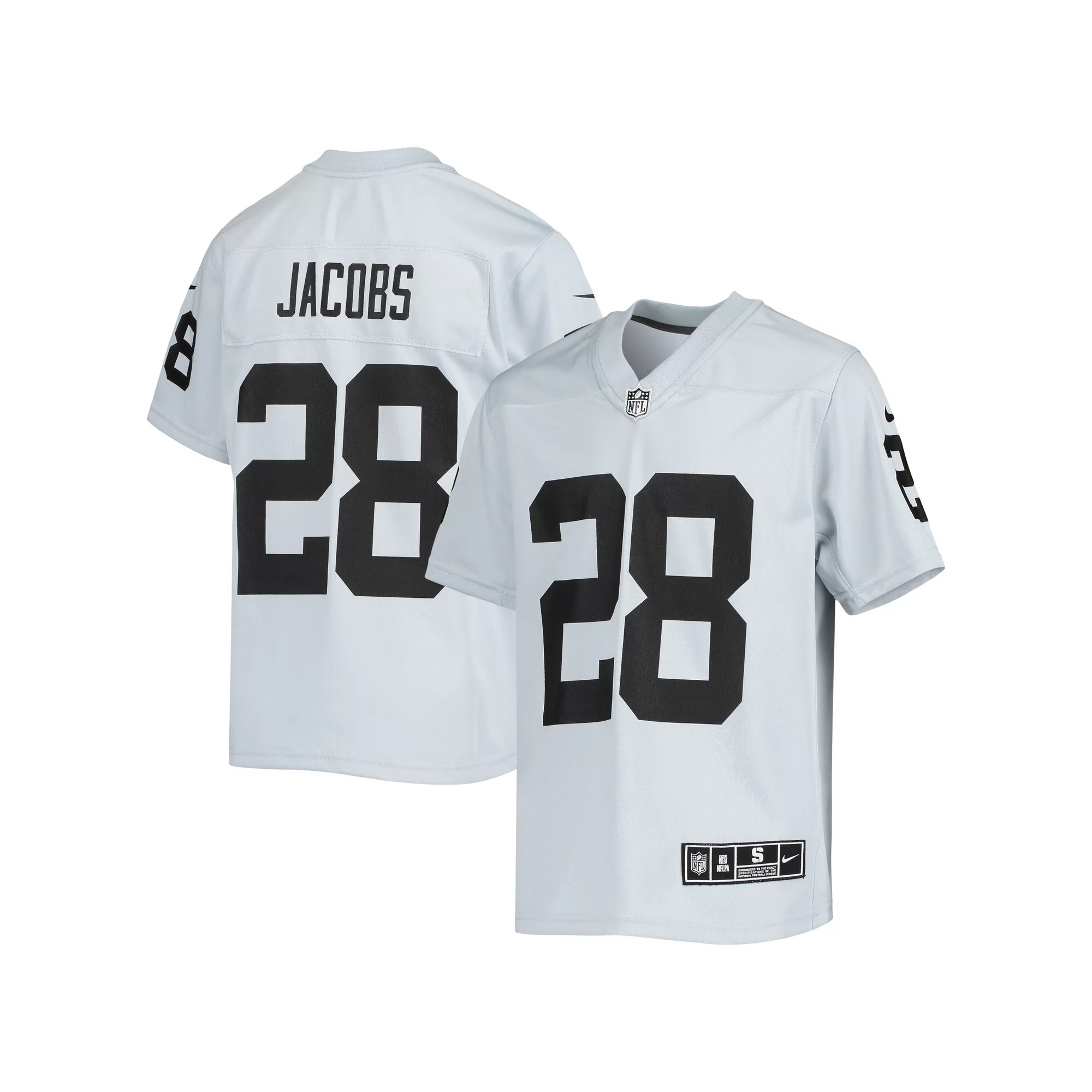 Youth Nike Josh Jacobs Silver Las Vegas Raiders Inverted Team Game Jersey