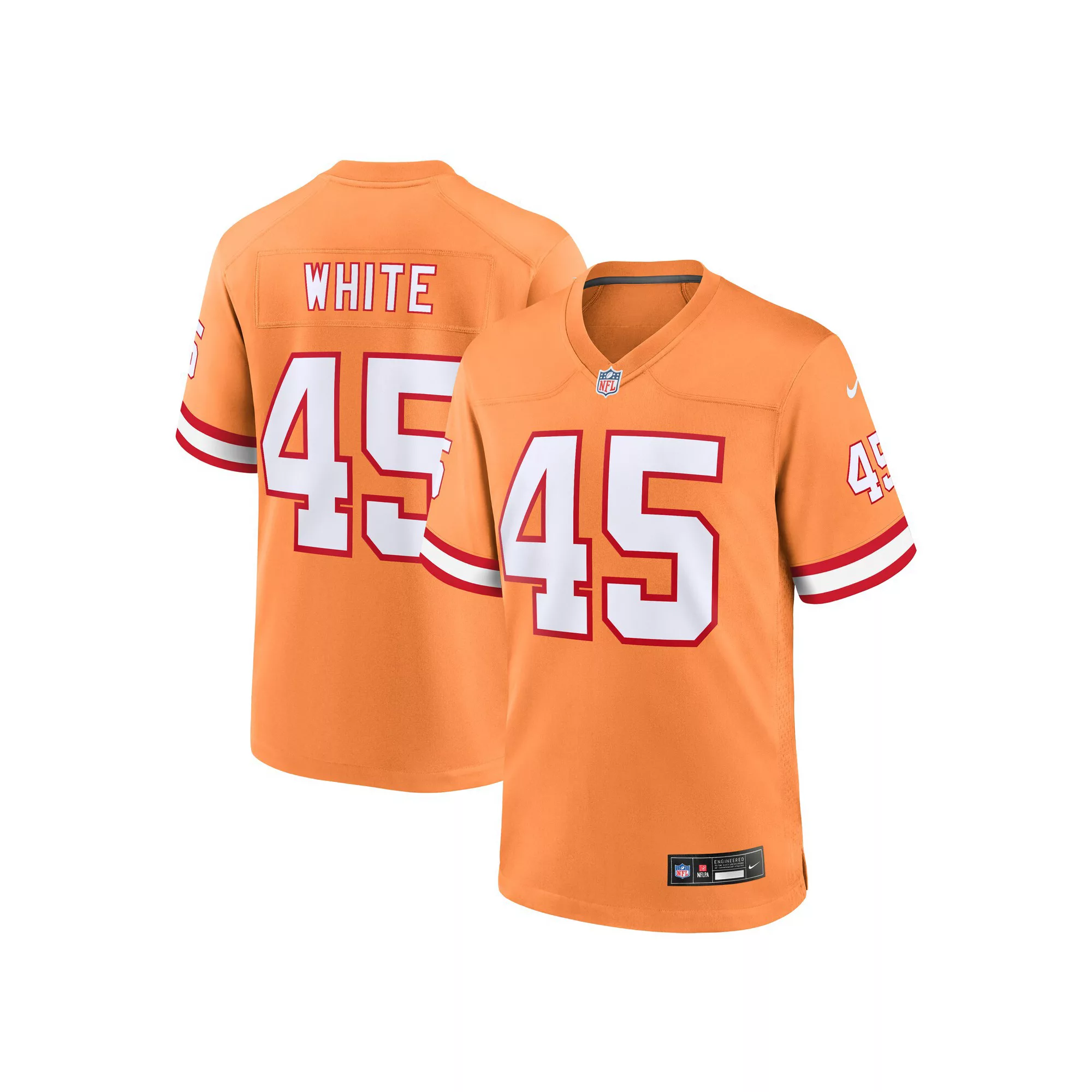 Men's Nike Devin White Orange Tampa Bay Buccaneers Throwback Game Jersey