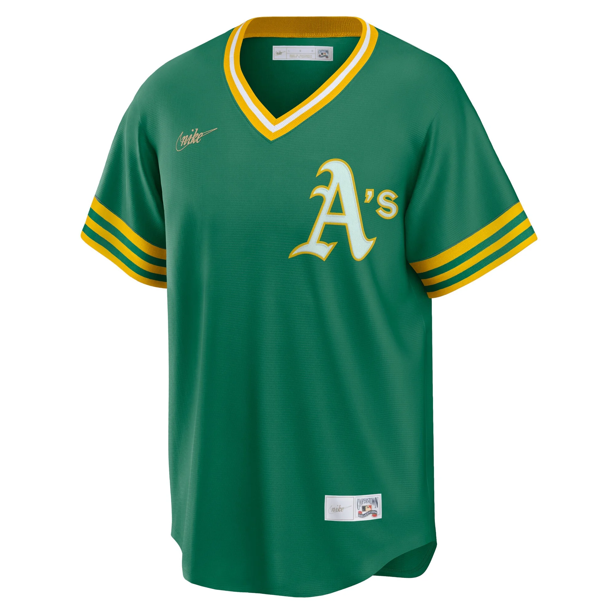 Men's Nike Kelly Green Oakland Athletics Road Cooperstown Collection Team Jersey