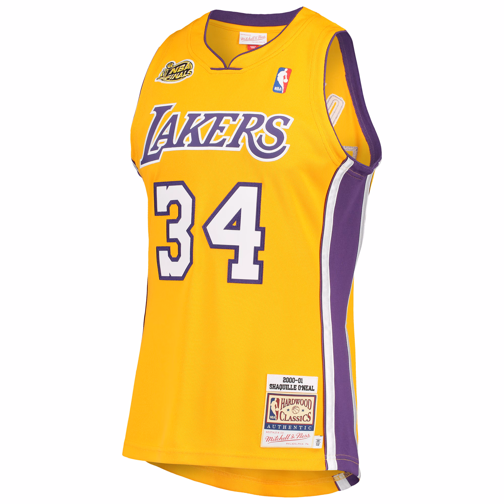 Shaquille O'Neal Los Angeles Lakers Mitchell & Ness 2000 NBA Finals Hardwood Classics Authentic Jersey - Gold