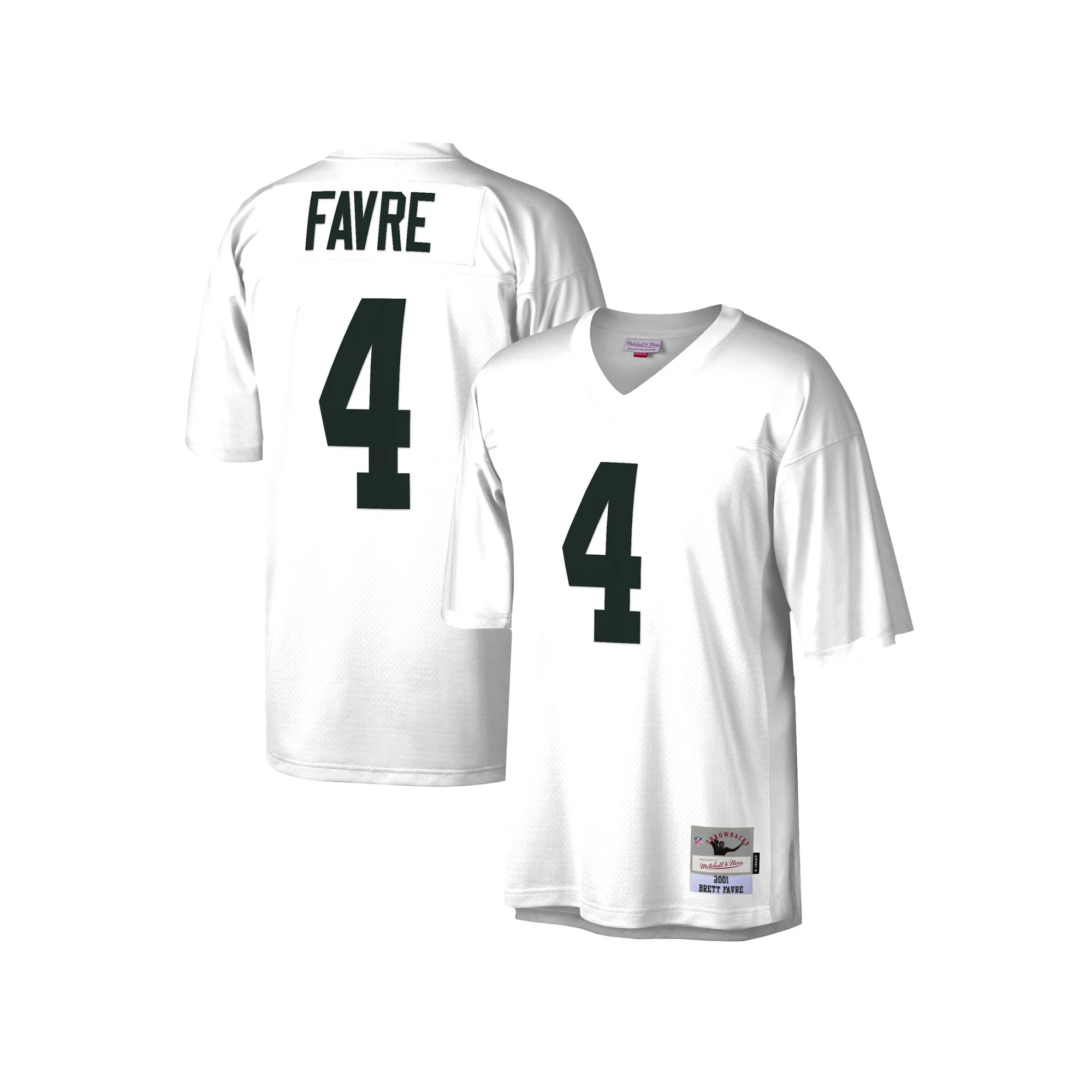 Men's Mitchell & Ness Brett Favre White Green Bay Packers 2001 Legacy Replica Jersey