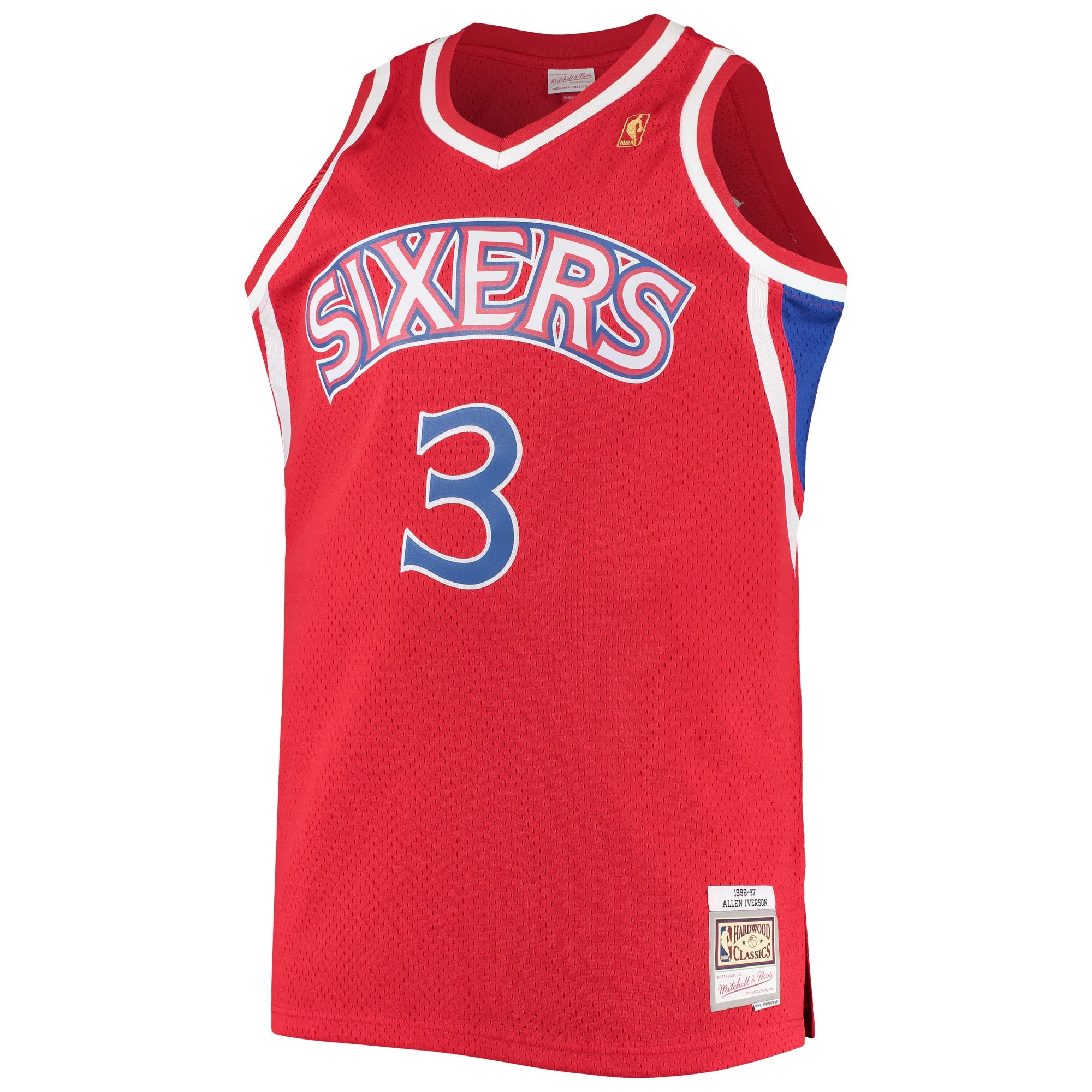 Men's Mitchell & Ness Allen Iverson Red Philadelphia 76ers 1996/97 Big & Tall Hardwood Classics Swingman Jersey