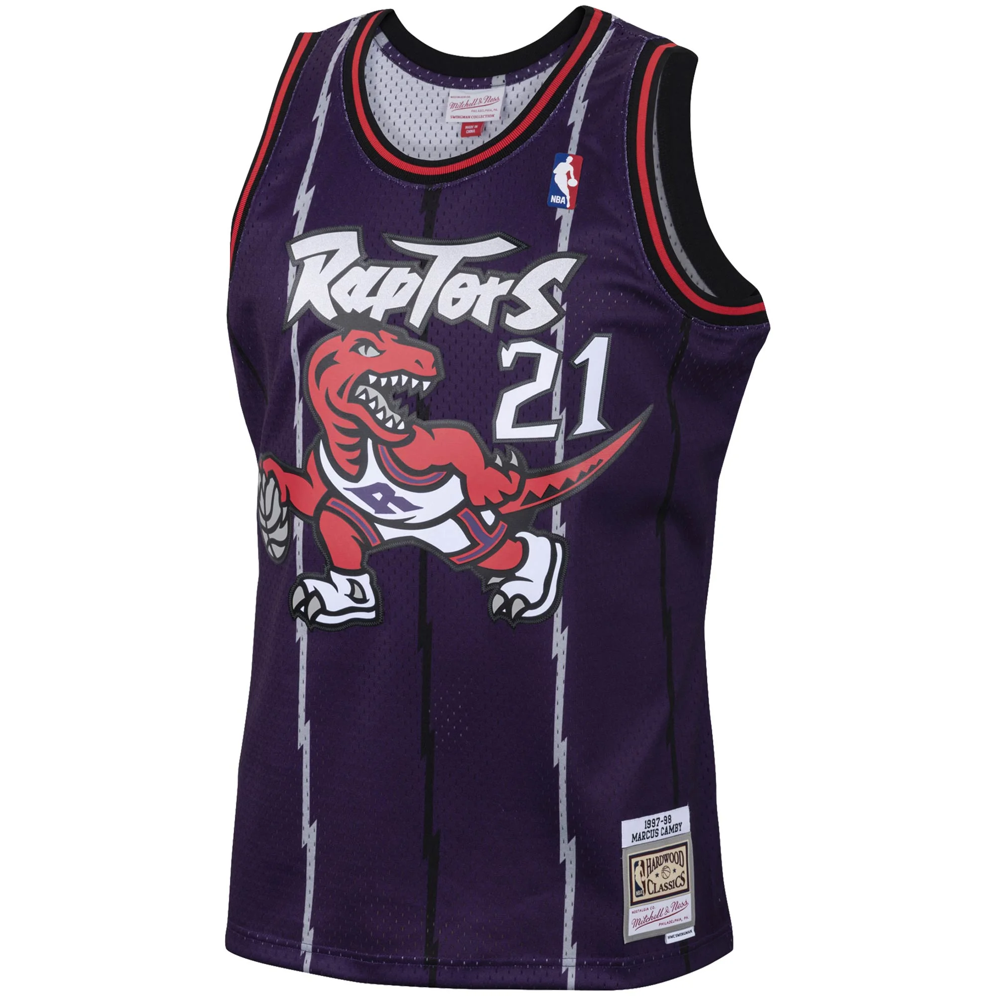 Men's Mitchell & Ness Marcus Camby Purple Toronto Raptors 2001/02 Hardwood Classics Swingman Jersey
