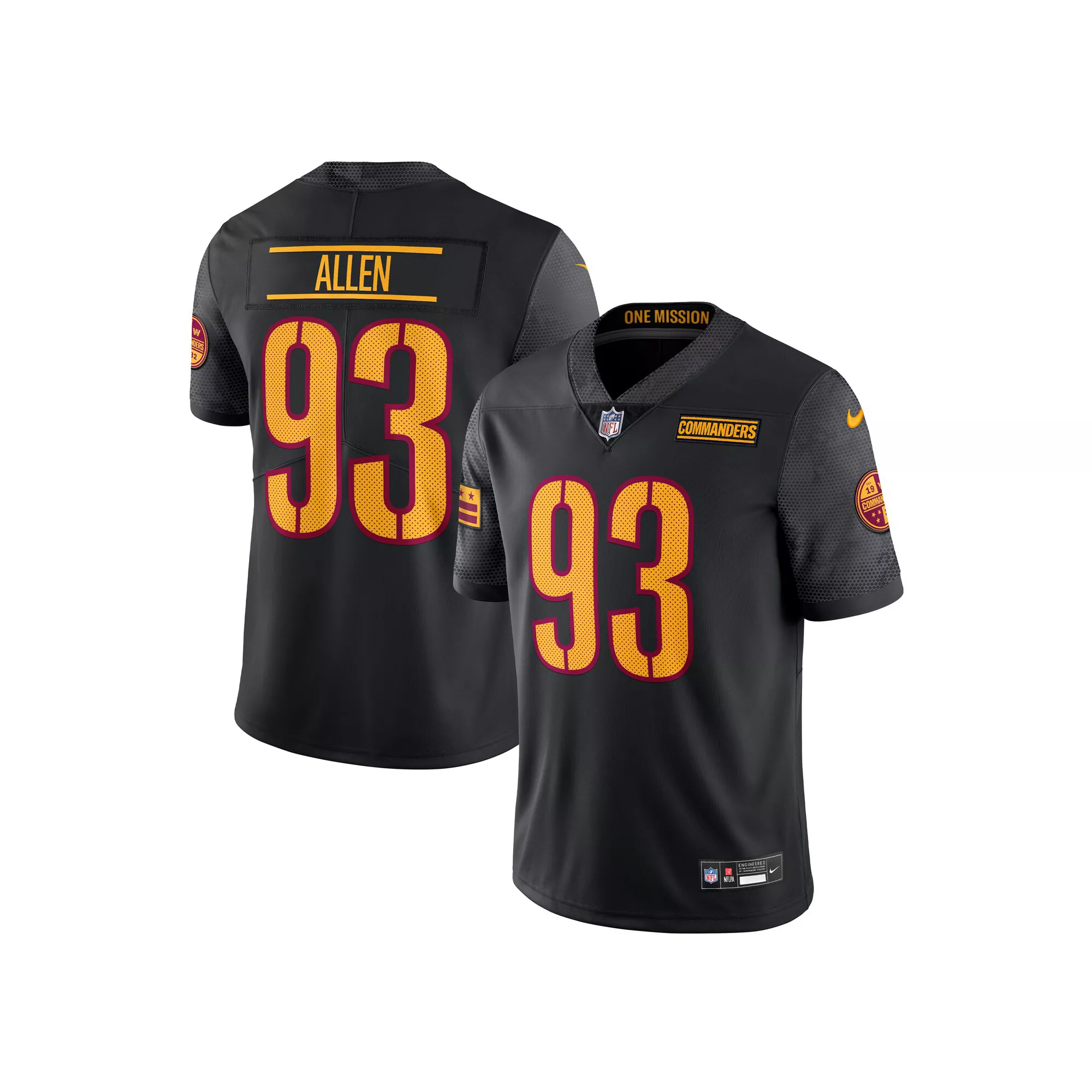 Men's Nike Jonathan Allen Black Washington Commanders Alternate Vapor Untouchable Limited Jersey