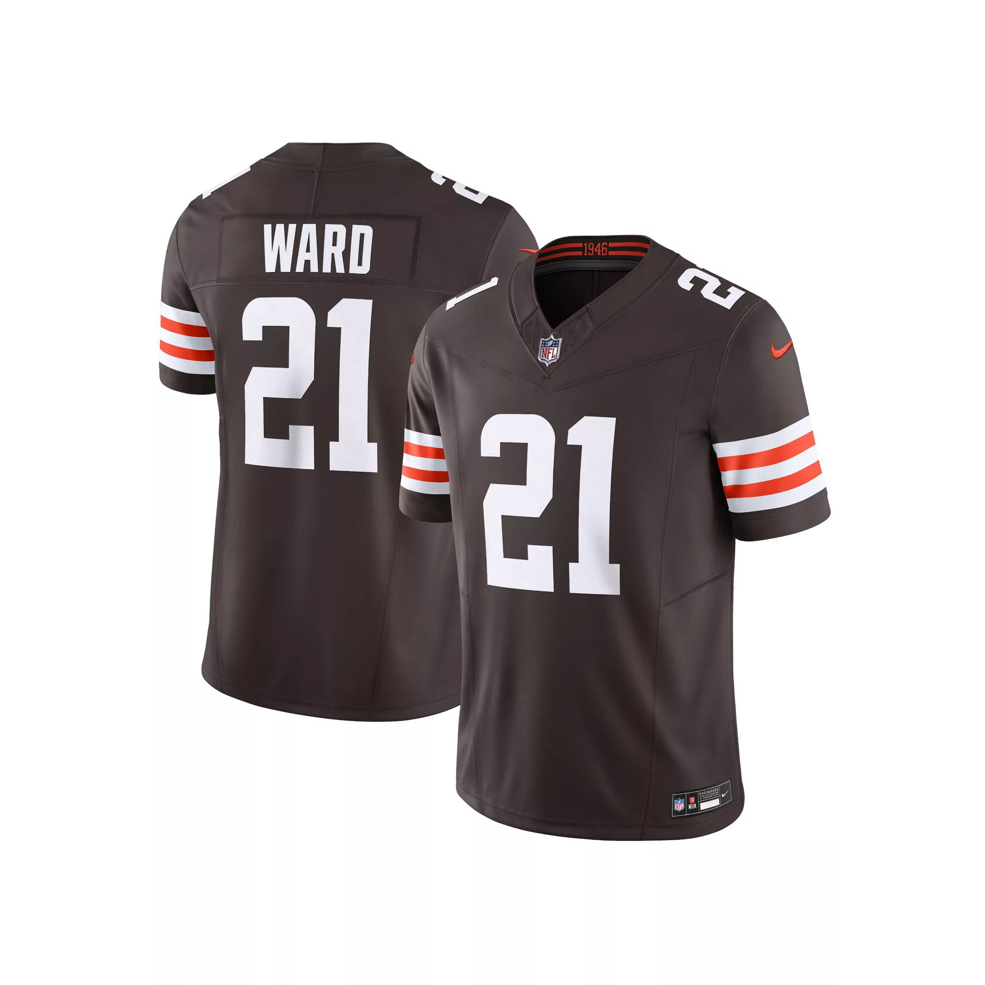 Men's Nike Denzel Ward Brown Cleveland Browns Vapor F.U.S.E. Limited  Jersey