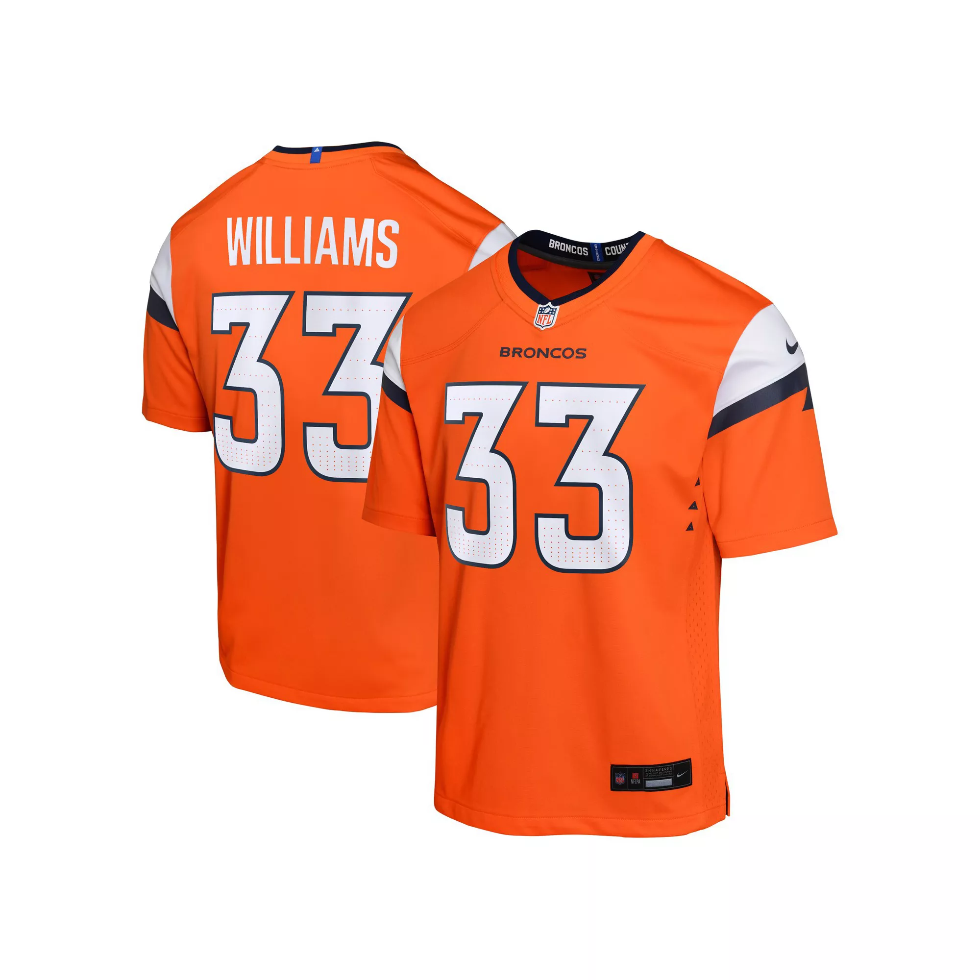 Youth Nike Javonte Williams Orange Denver Broncos Game Jersey
