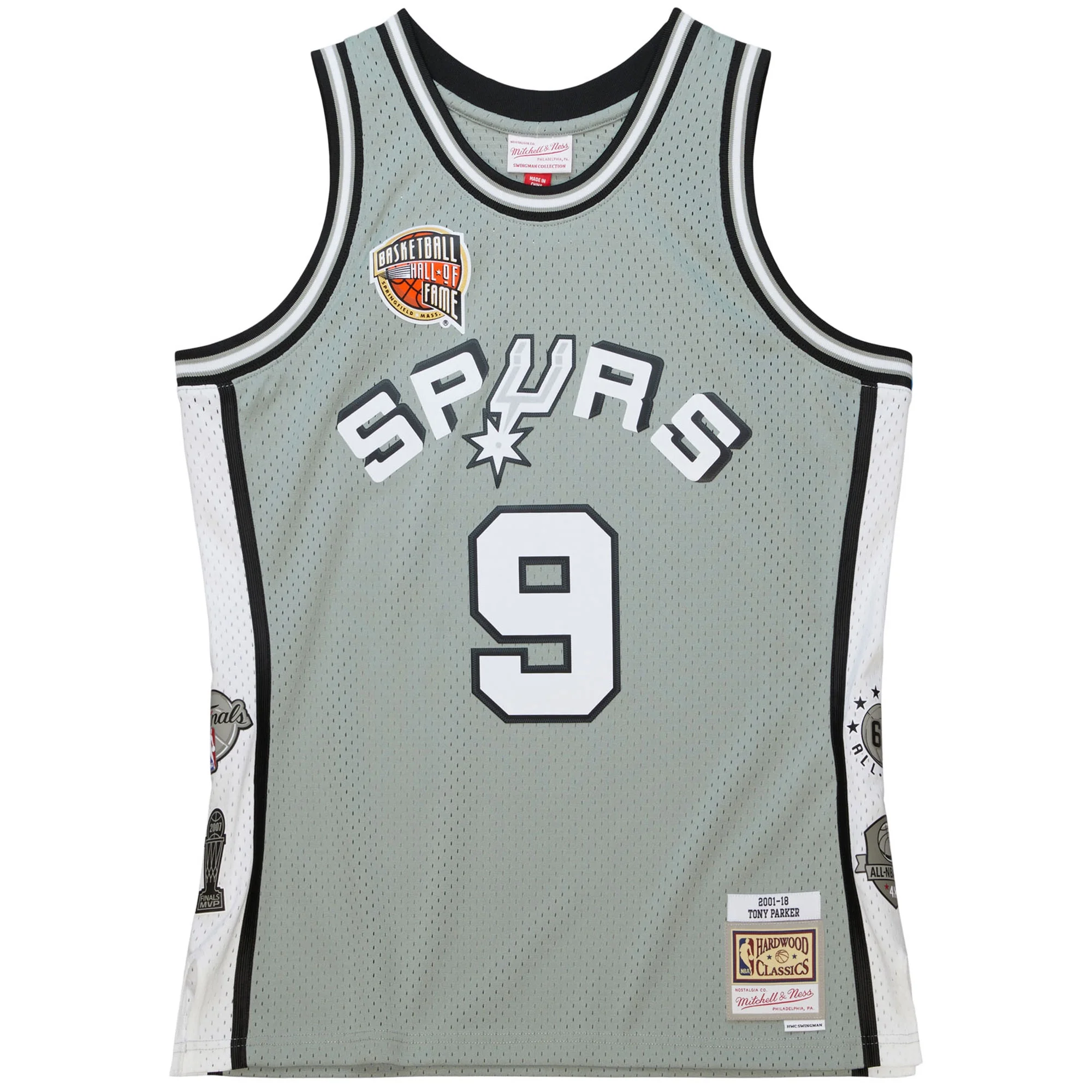 Unisex Mitchell & Ness Tony Parker Gray San Antonio Spurs Hall of Fame Class of 2023 Throwback Swingman Jersey