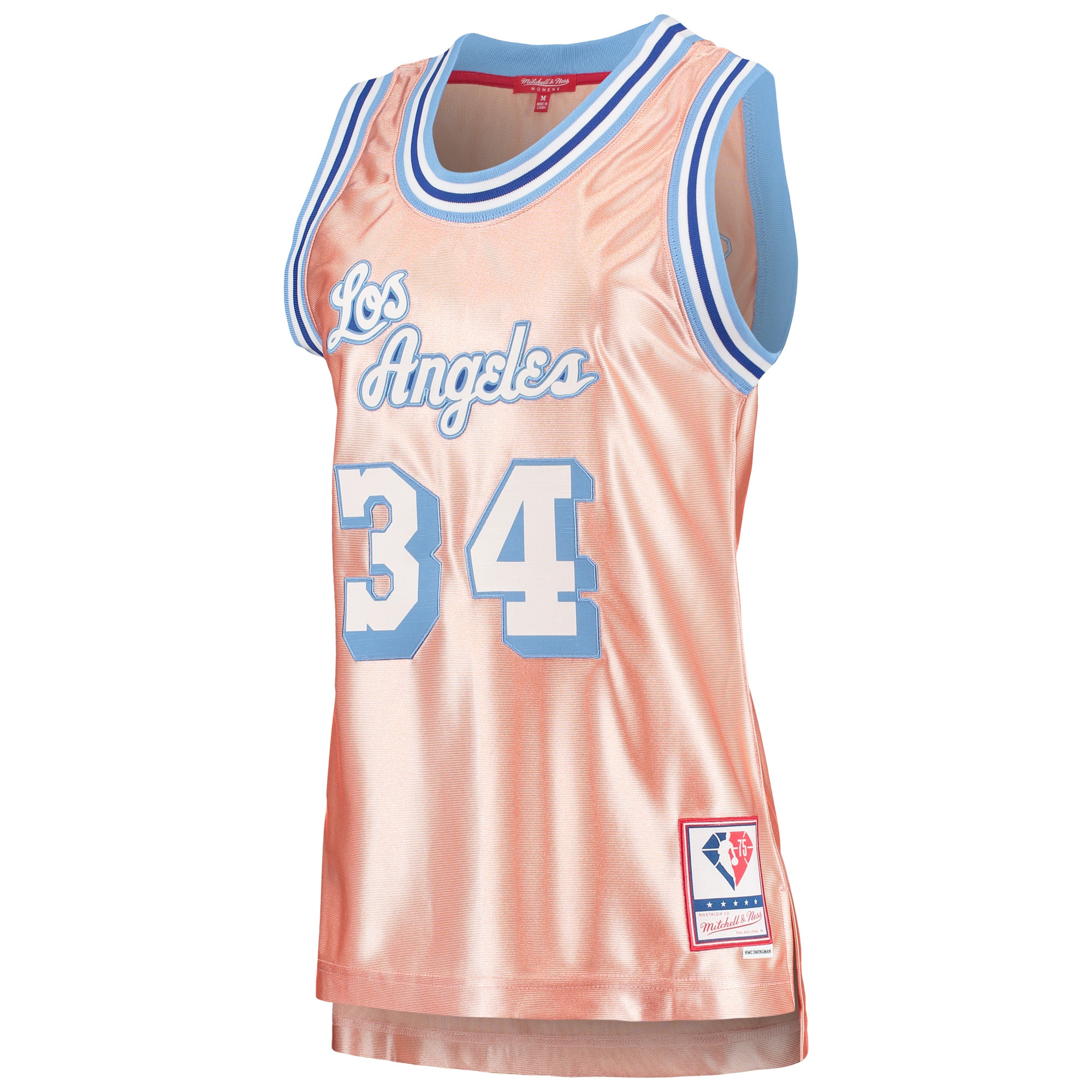 Women's Mitchell & Ness Shaquille O'Neal Pink Los Angeles Lakers 75th Anniversary Rose Gold 1996 Swingman Jersey