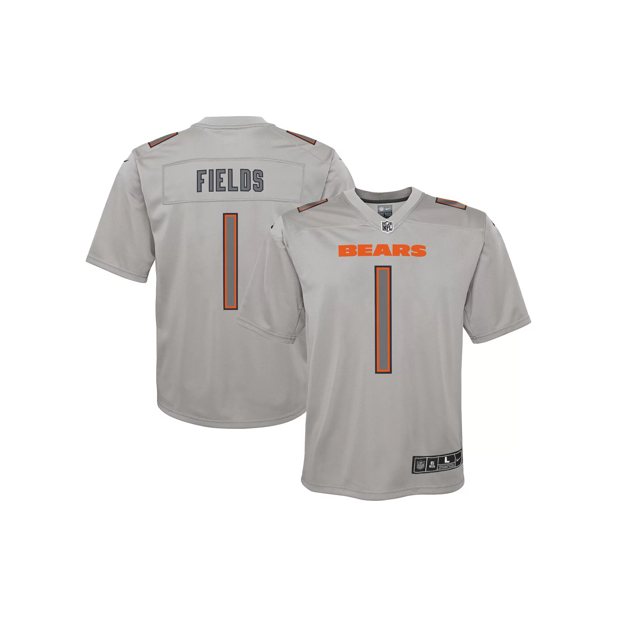 Youth Nike Justin Fields Gray Chicago Bears Atmosphere Game Jersey