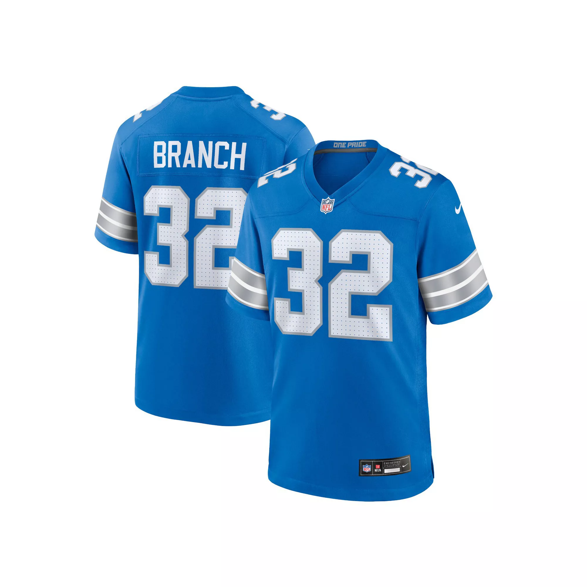 Men's Nike Brian Branch Blue Detroit Lions Game Jersey