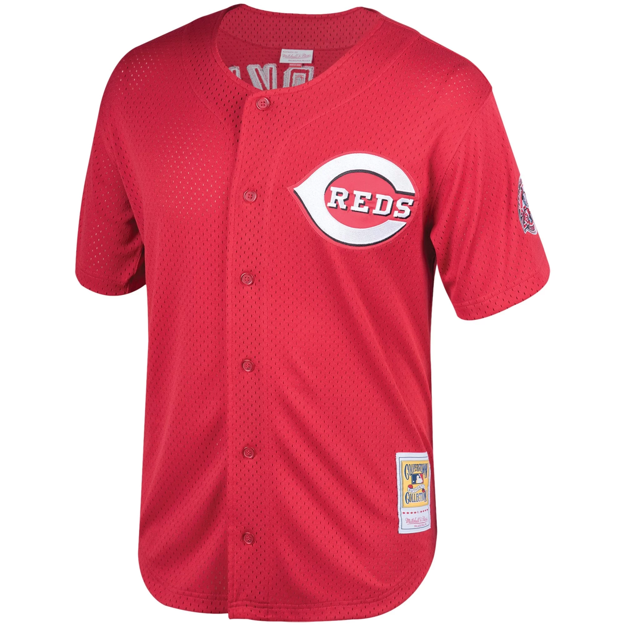 Men's Mitchell & Ness Barry Larkin Red Cincinnati Throwback Reds Cooperstown Mesh Batting Practice Jersey