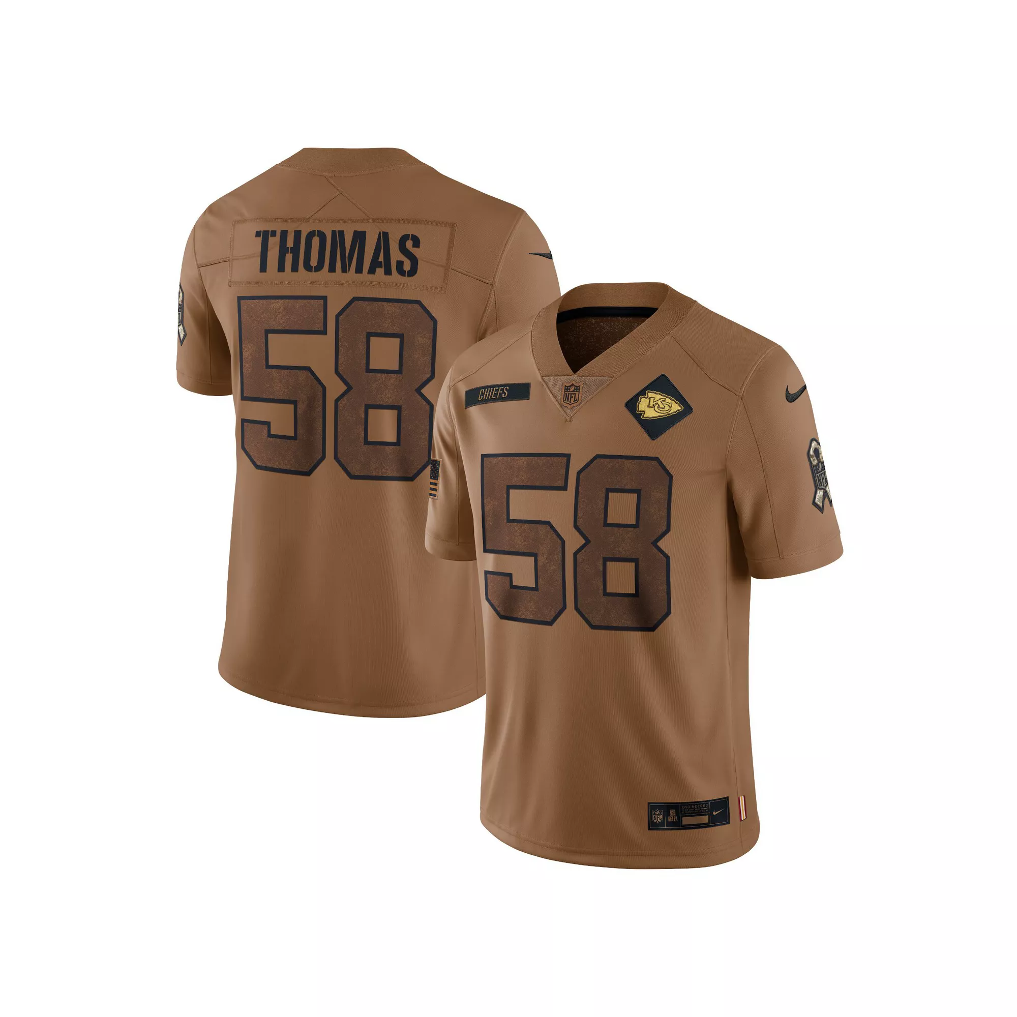 Men's Nike Derrick Thomas Brown Kansas City Chiefs 2023 Salute To Service Retired Player Limited Jersey