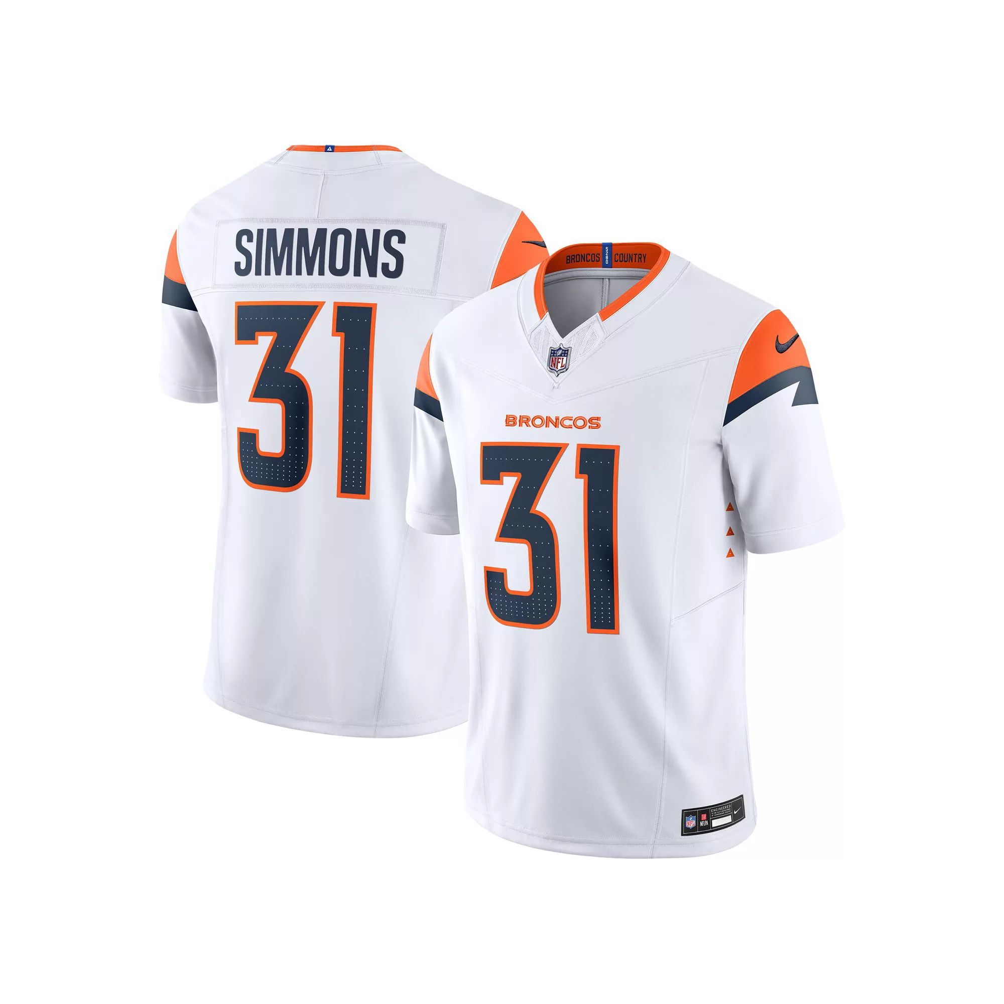 Men's Nike Justin Simmons White Denver Broncos Vapor F.U.S.E. Limited Jersey