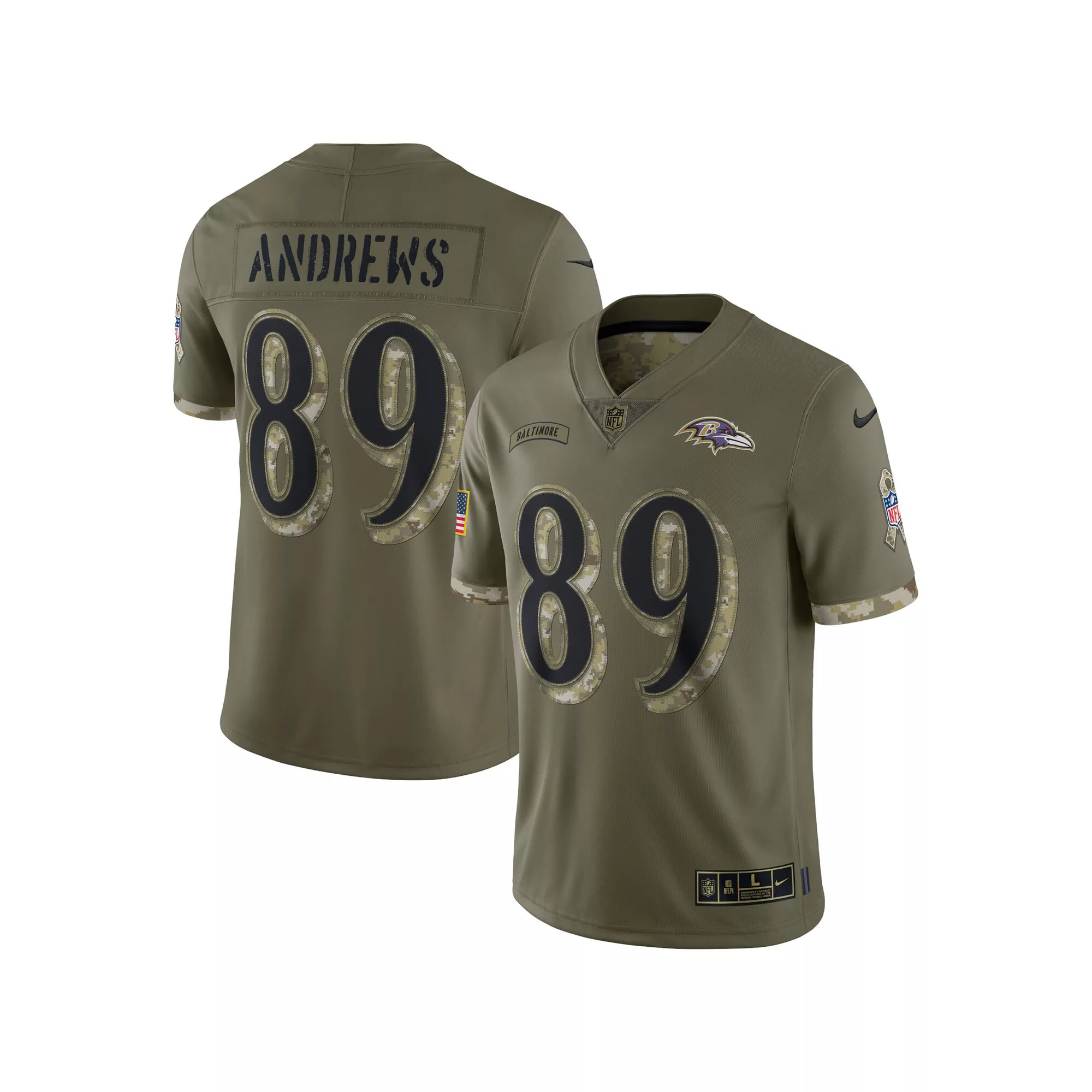 Men's Nike Mark Andrews Olive Baltimore Ravens 2022 Salute To Service Limited Jersey