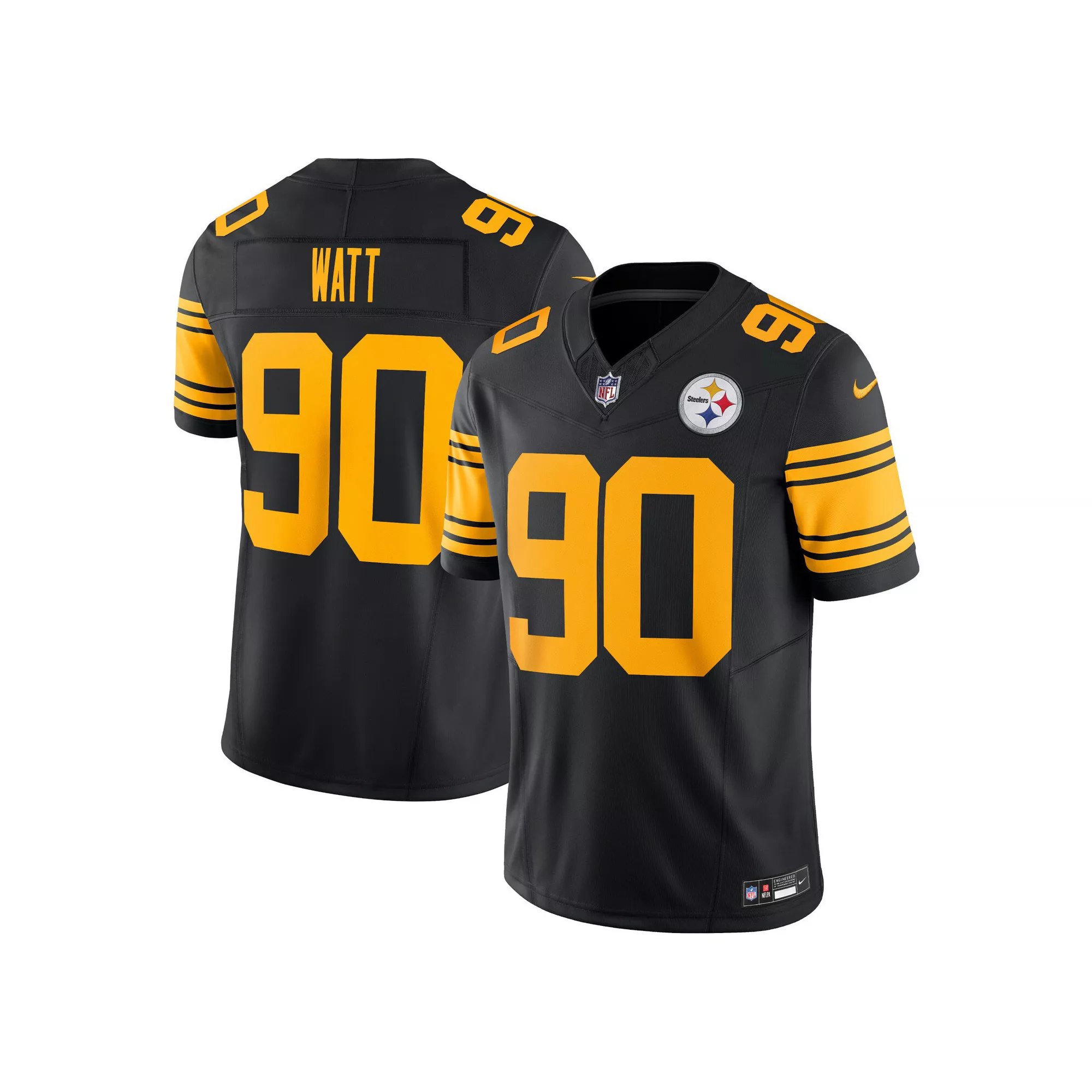 Men's Nike T.J. Watt Black Pittsburgh Steelers Vapor F.U.S.E. Limited Alternate 2 Jersey