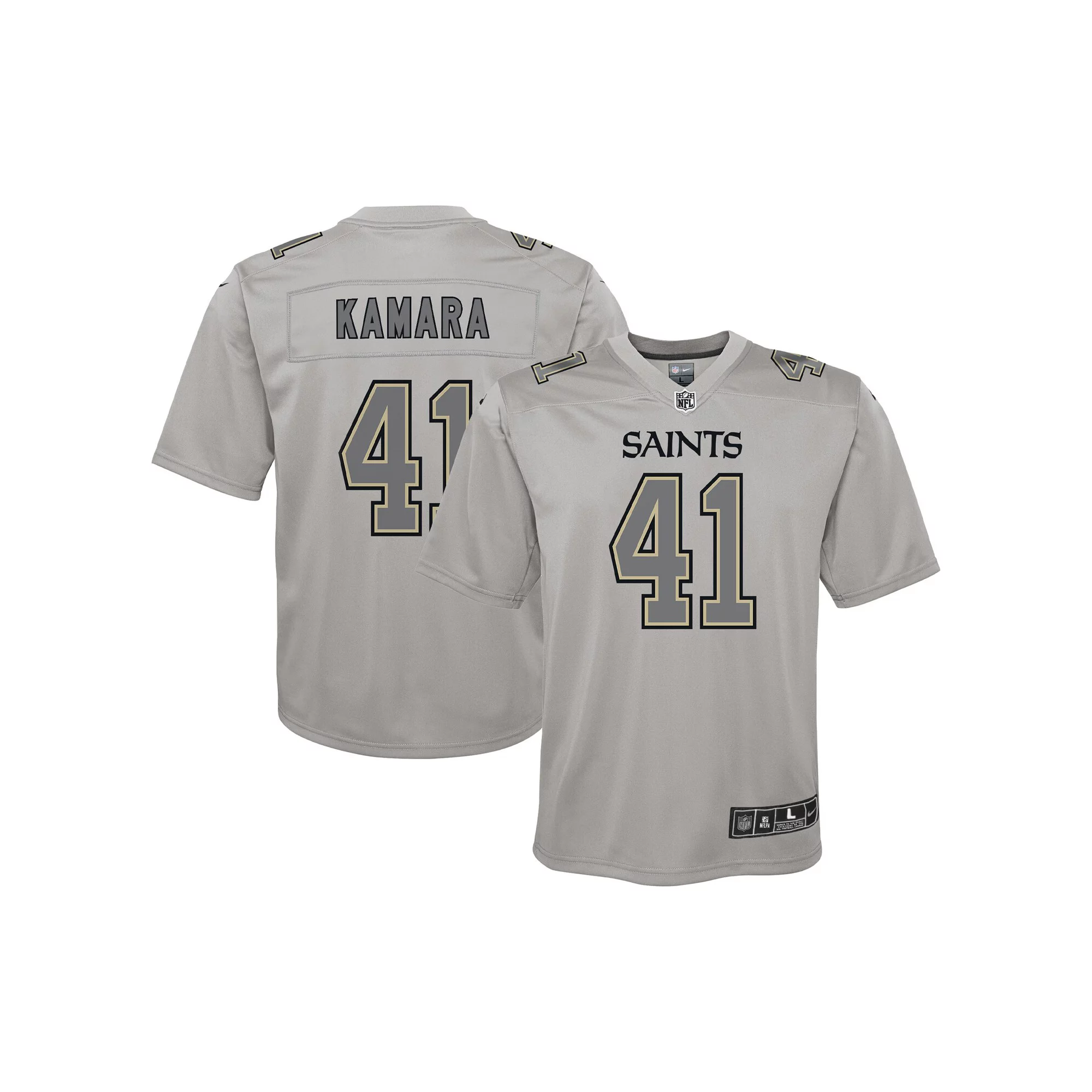 Youth Nike Alvin Kamara Gray New Orleans Saints Atmosphere Game Jersey