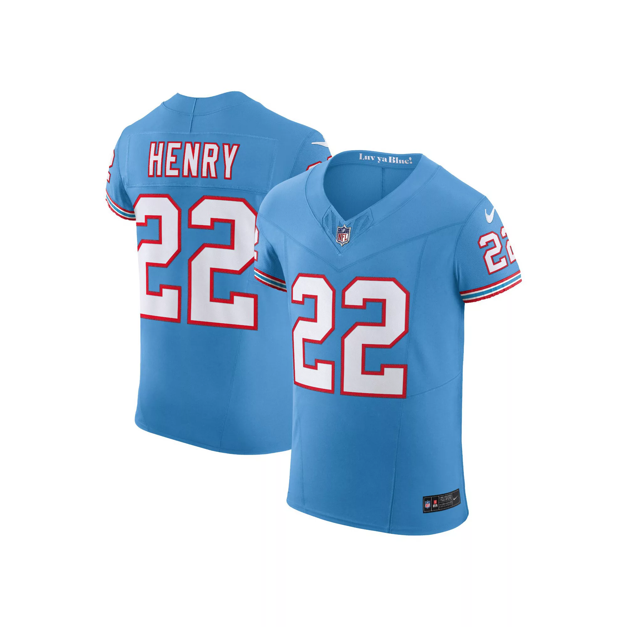Men's Nike Derrick Henry Light Blue Tennessee Titans Oilers Throwback Vapor F.U.S.E. Elite Jersey