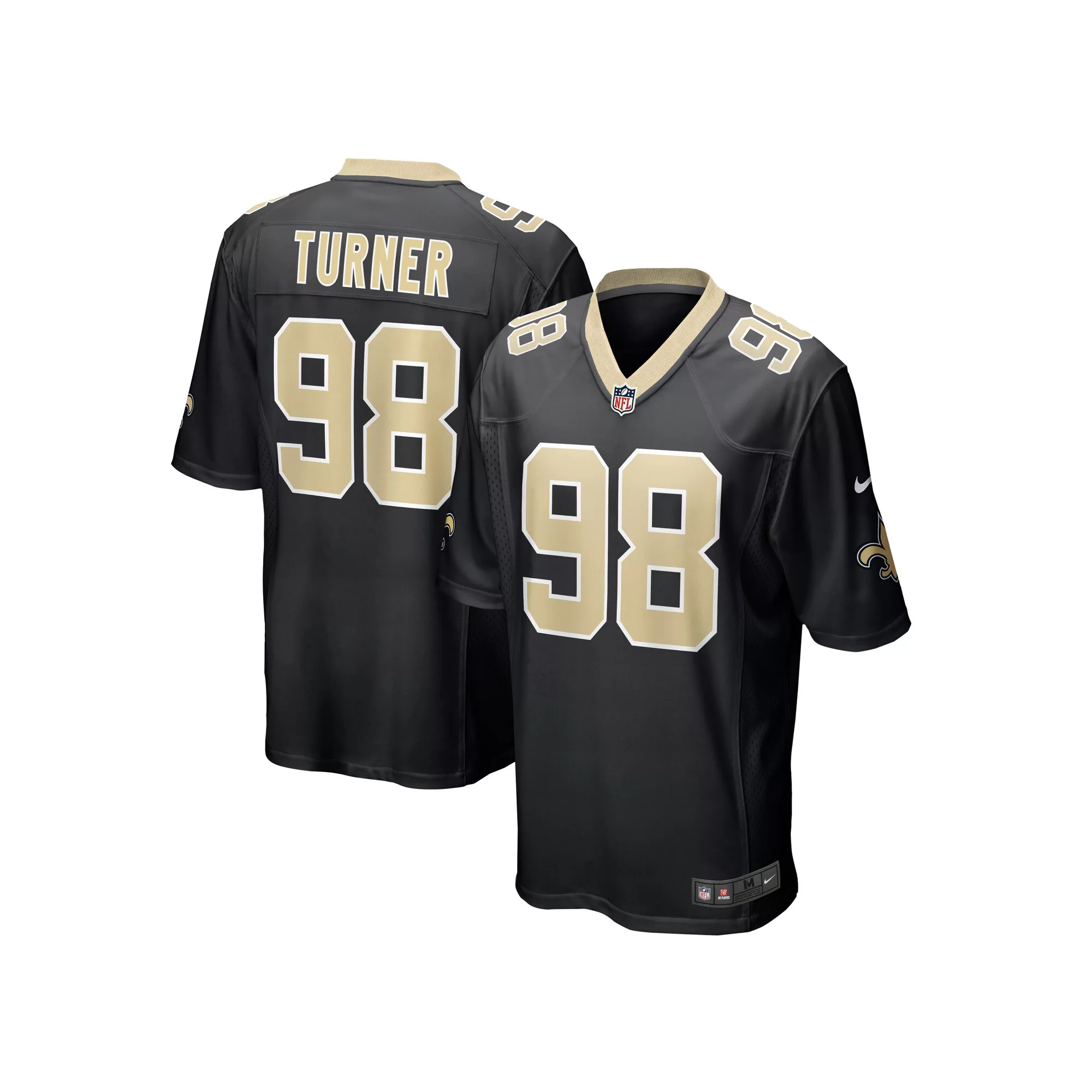 Men's Nike Payton Turner Black New Orleans Saints 2021 NFL Draft First Round Pick Game Jersey