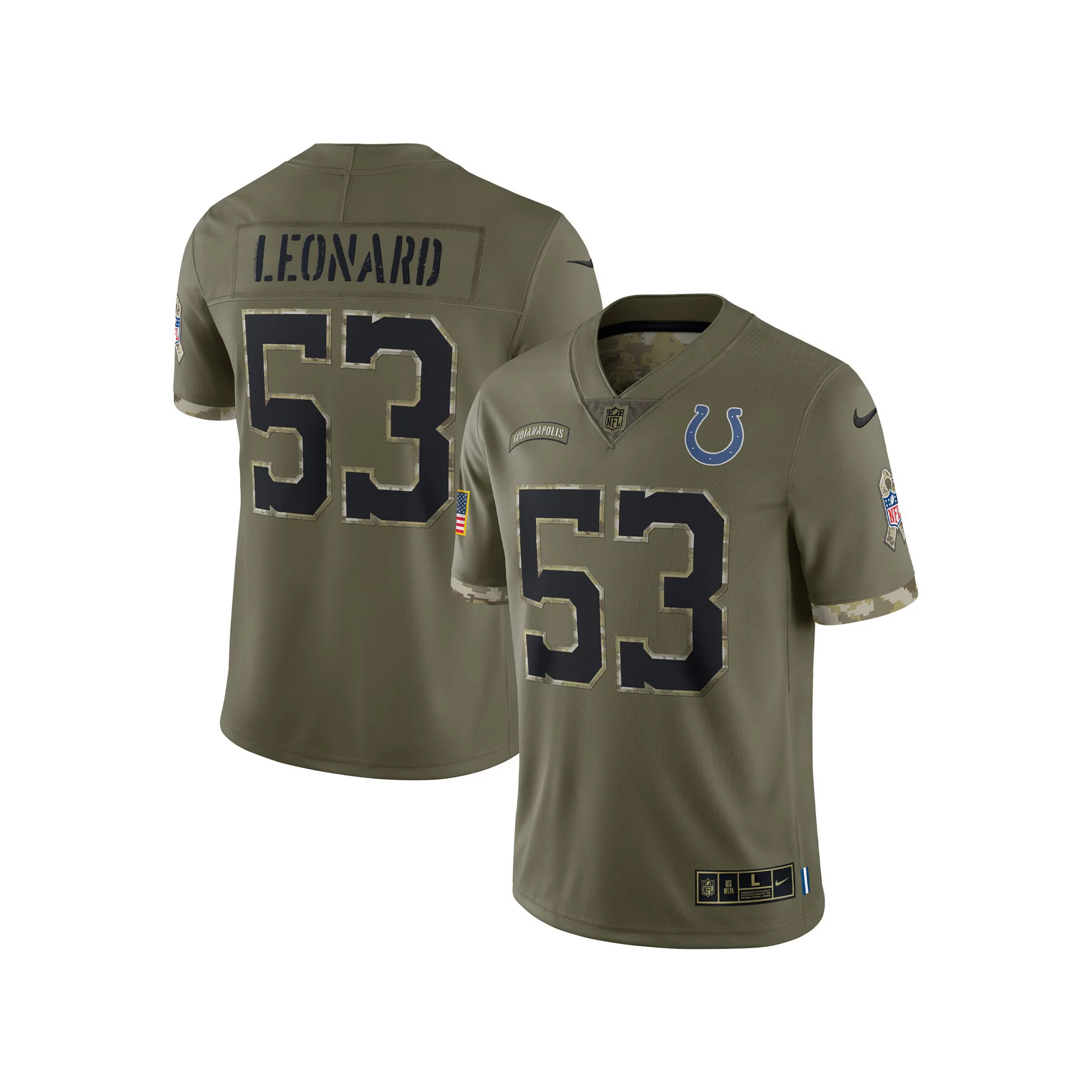 Men's Nike Shaquille Leonard Olive Indianapolis Colts 2022 Salute To Service Limited Jersey