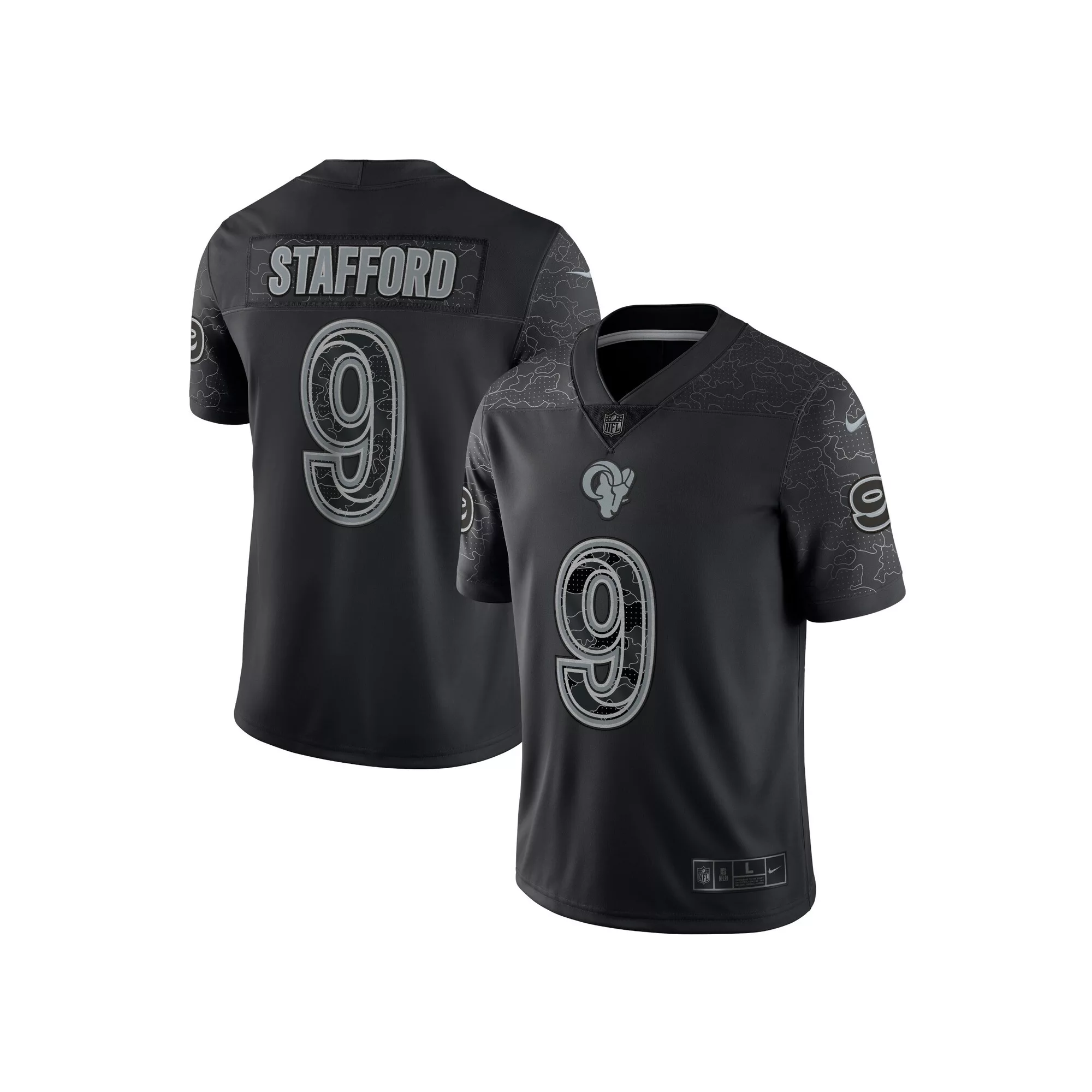 Men's Nike Matthew Stafford Black Los Angeles Rams RFLCTV Limited Jersey