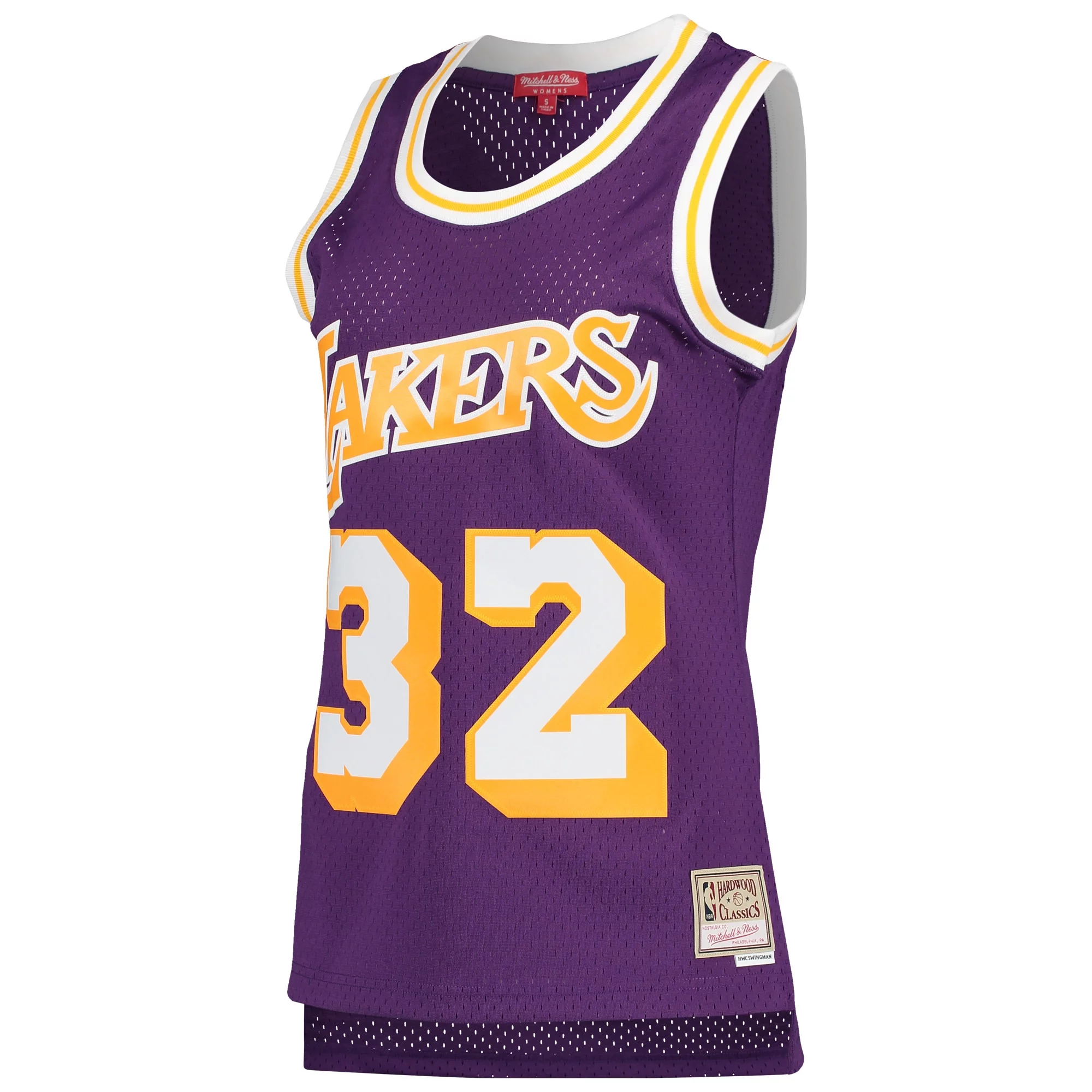 Women's Mitchell & Ness Magic Johnson Purple Los Angeles Lakers Hardwood Classics 1984 Swingman Jersey