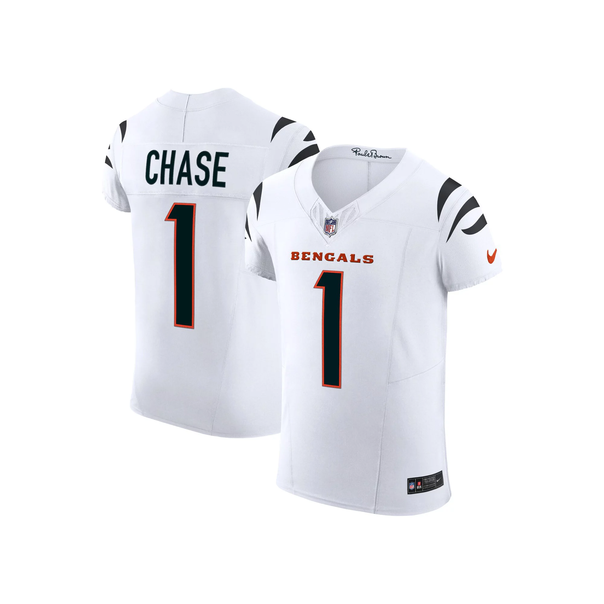 Men's Nike Ja'Marr Chase White Cincinnati Bengals  Vapor F.U.S.E. Elite Jersey