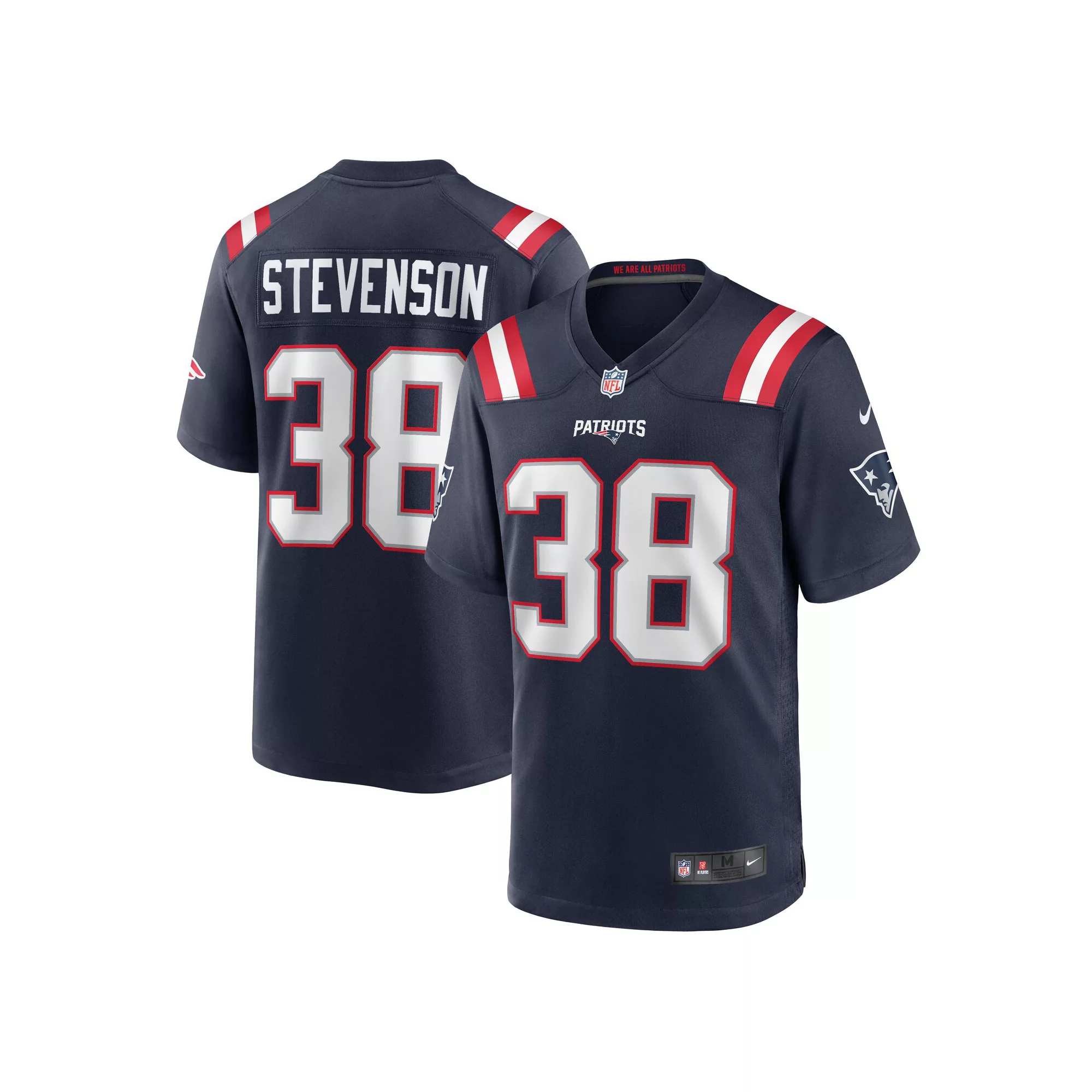 Men's Nike Rhamondre Stevenson Navy New England Patriots Game Jersey