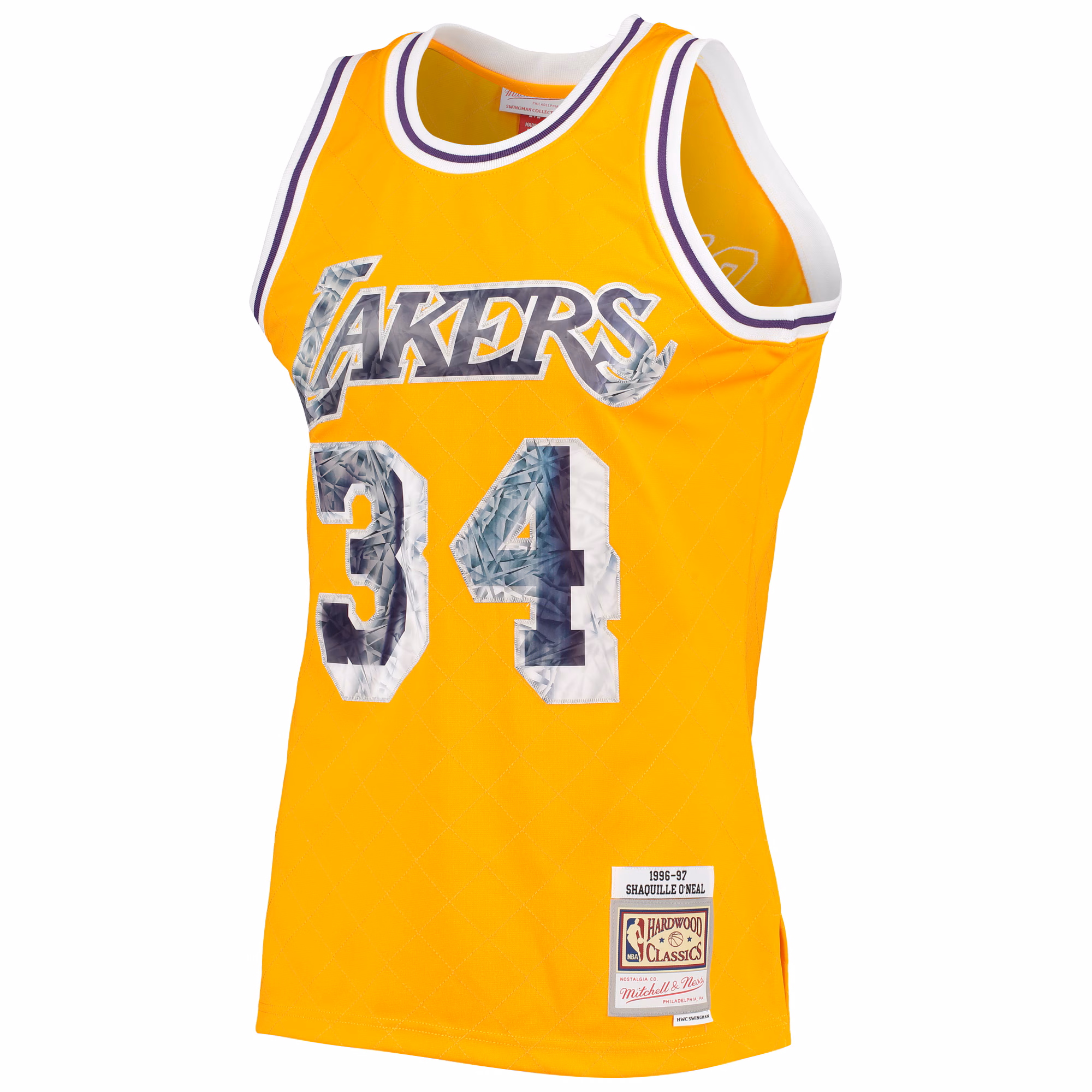 Shaquille O'Neal Los Angeles Lakers Mitchell & Ness 1996-97 Hardwood Classics NBA 75th Anniversary Diamond Swingman Jersey - Gold
