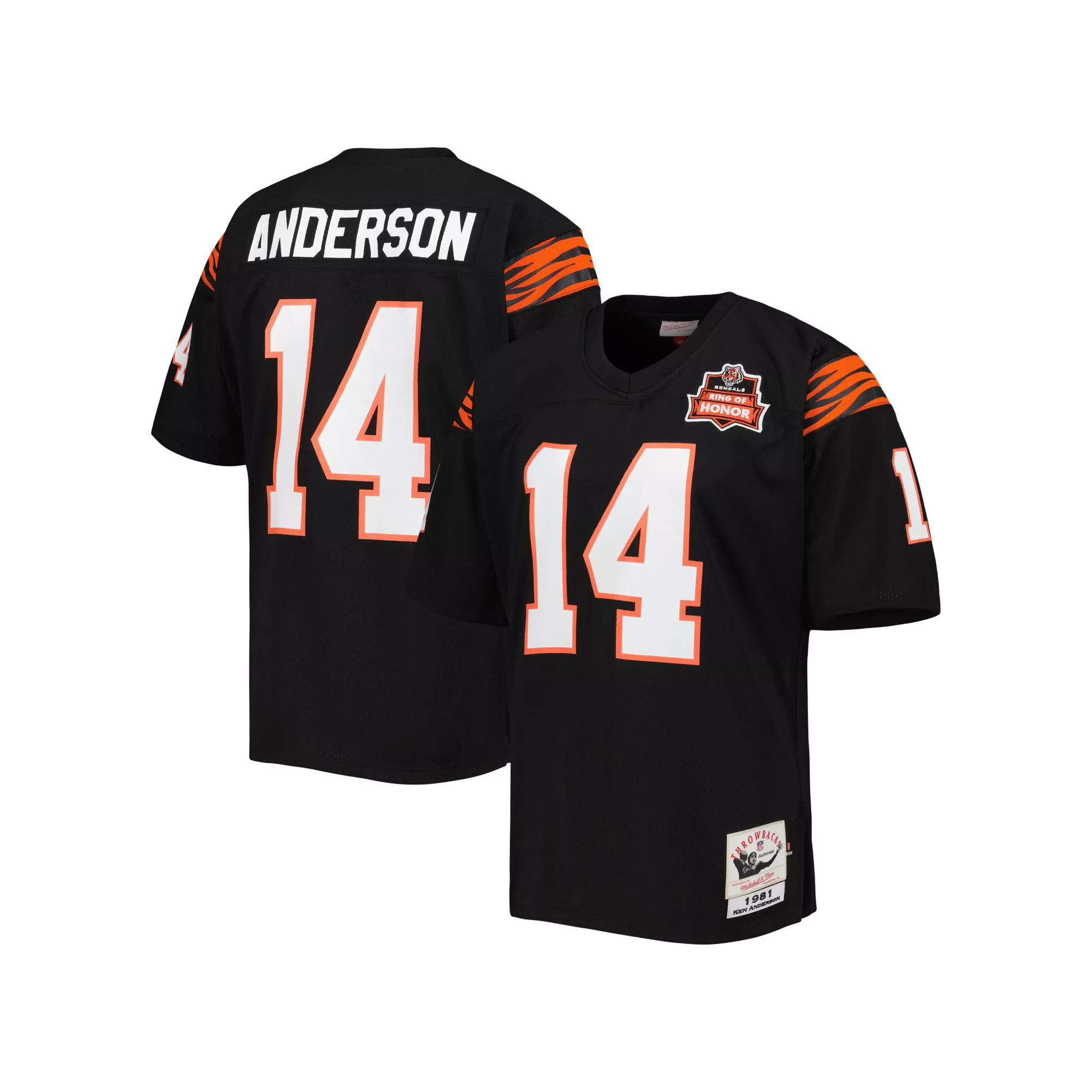 Men's Mitchell & Ness Ken Anderson Black Cincinnati Bengals 1981 Authentic Retired Player Jersey