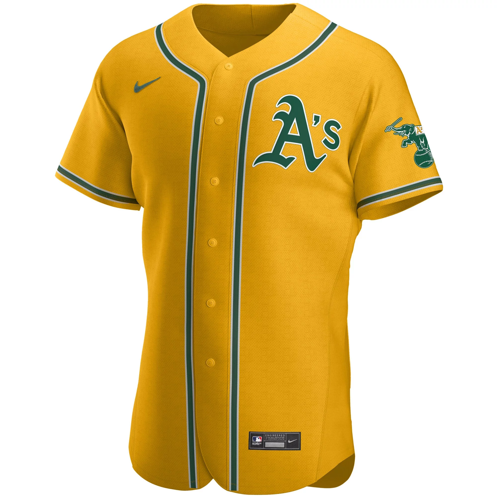 Men's Nike Gold Oakland Athletics Authentic Official Team Jersey